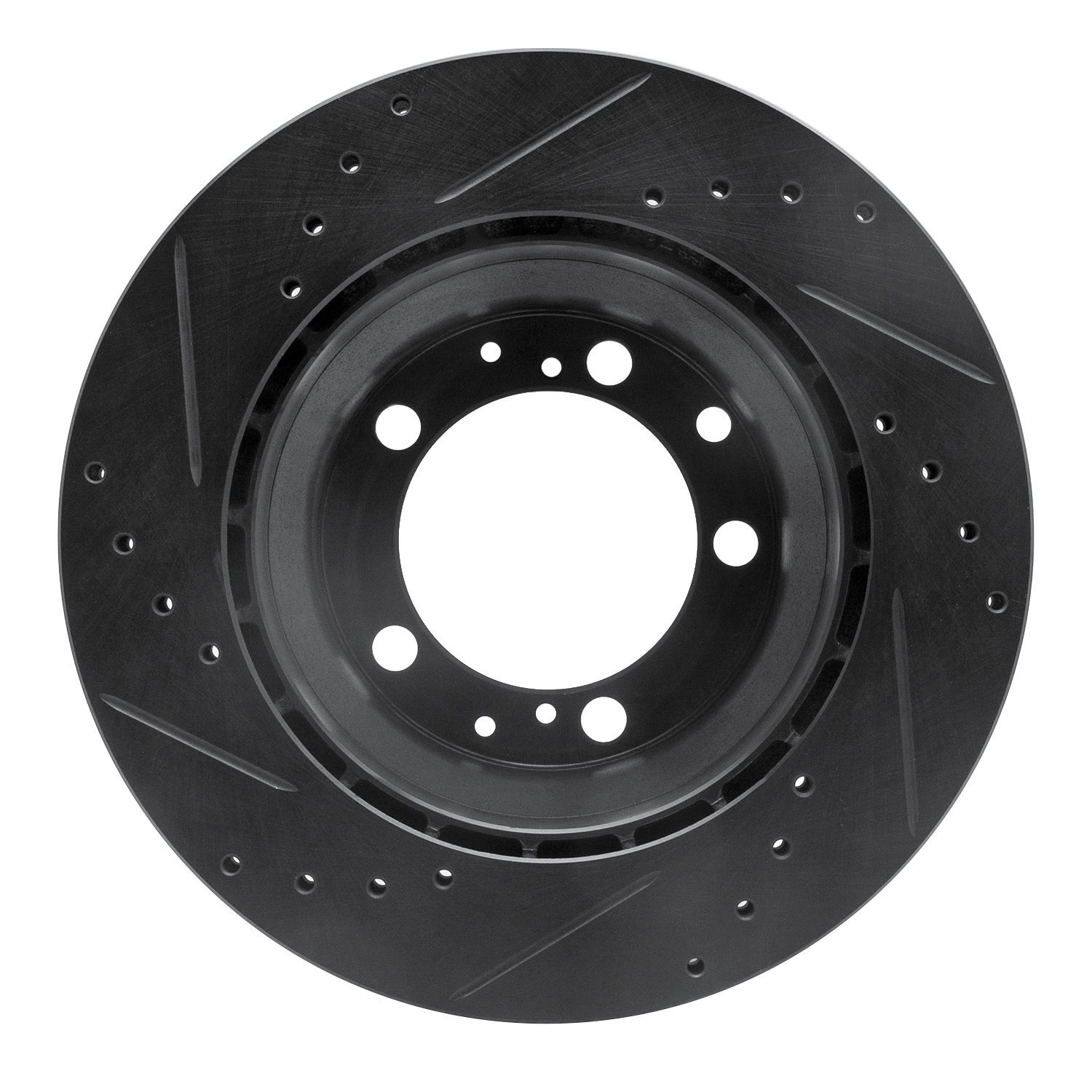 E-Line Drilled & Slotted Black Brake Rotor, 1987-1997 Audi/Porsche/Volkswagen, Position: Rear Right