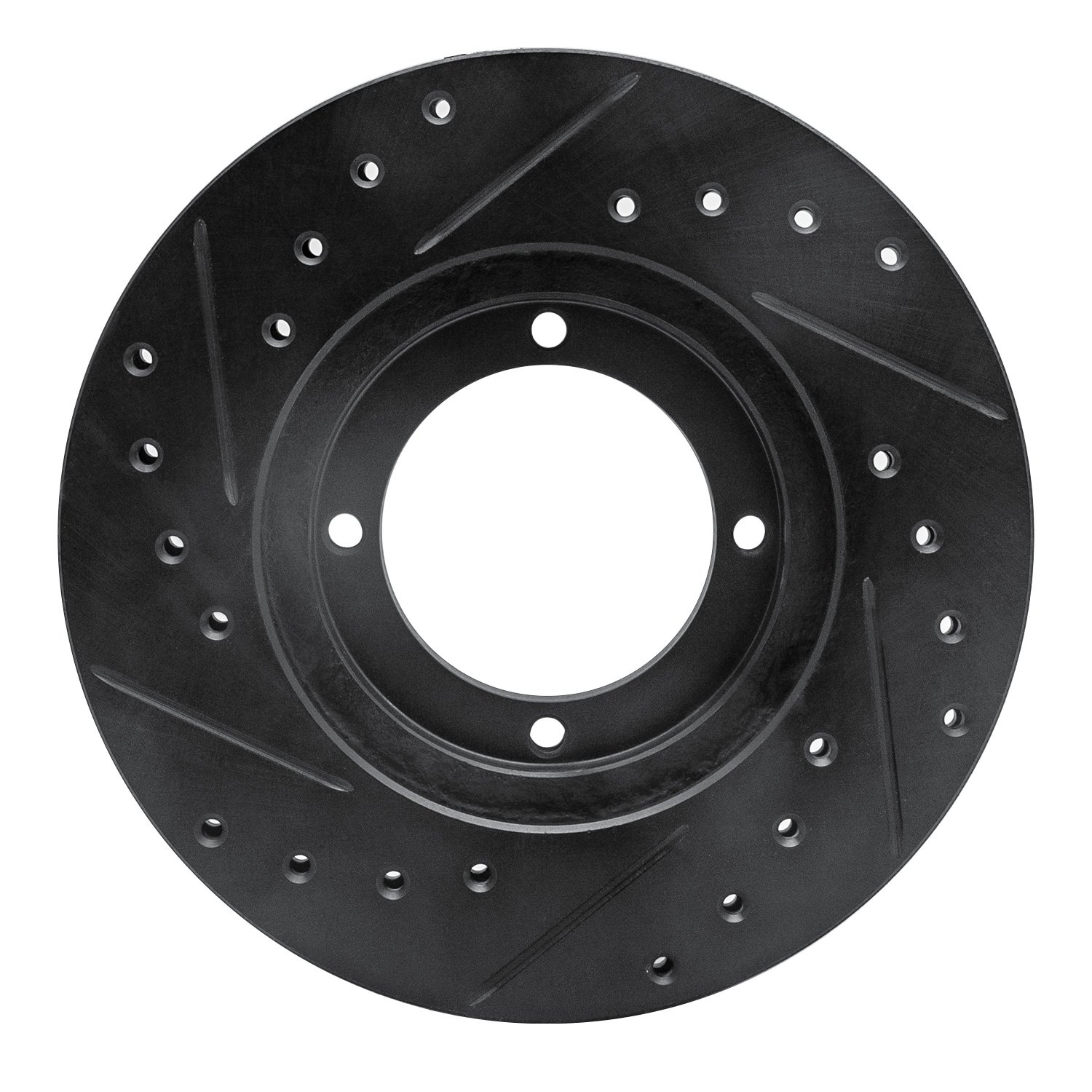 E-Line Drilled & Slotted Black Brake Rotor, 1987-1999 Fits Multiple Makes/Models, Position: Front Right