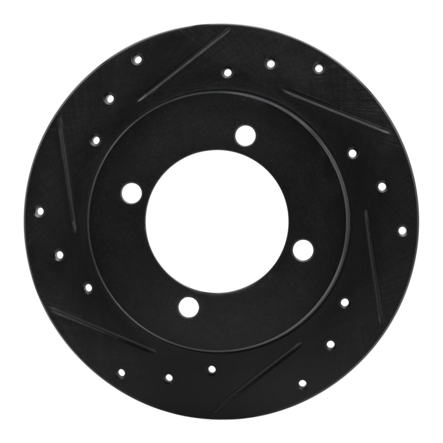 E-Line Drilled & Slotted Black Brake Rotor, 1994-1996 Kia/Hyundai/Genesis, Position: Rear Left