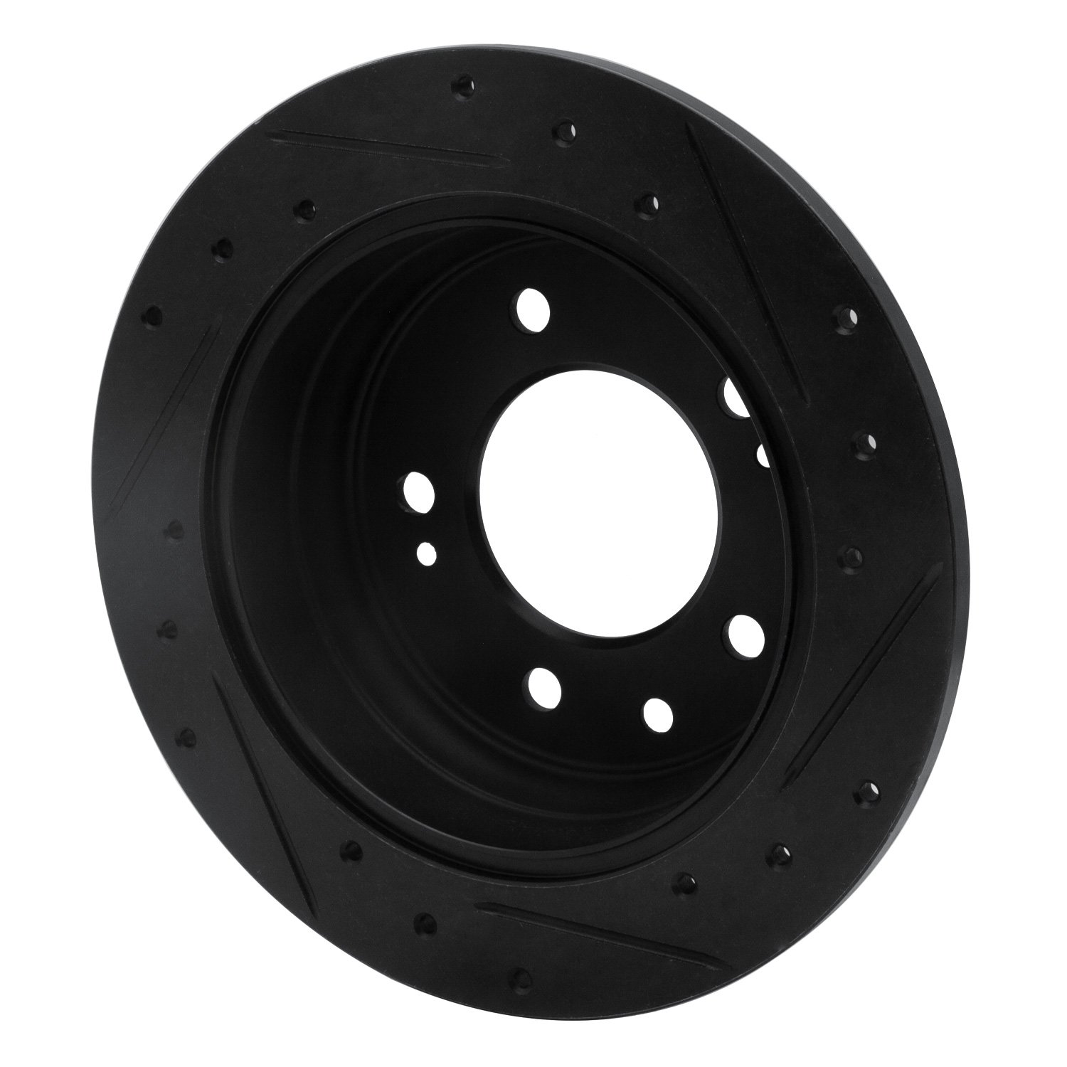 E-Line Drilled & Slotted Black Brake Rotor, 2009-2016 Kia/Hyundai/Genesis, Position: Rear Left