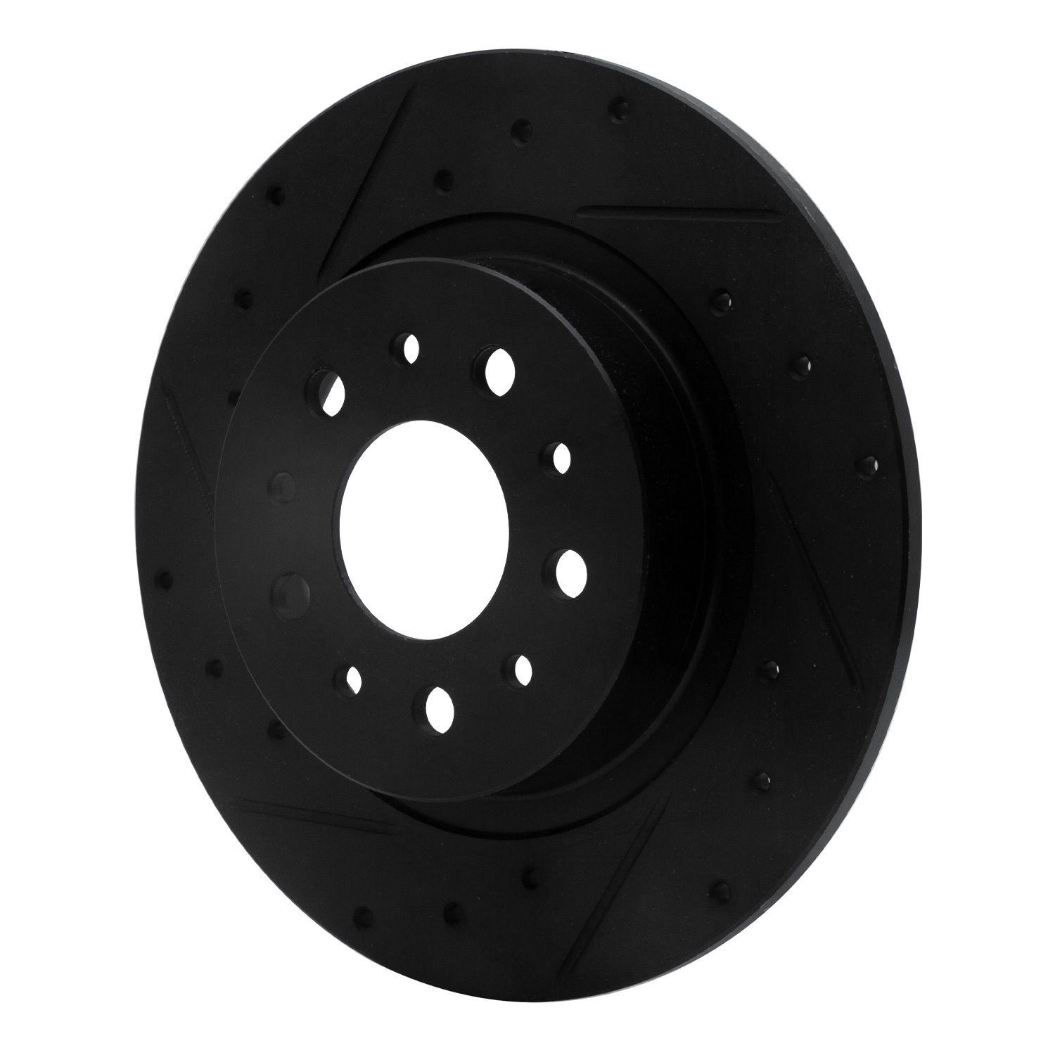 E-Line Drilled & Slotted Black Brake Rotor, 2014-2019 Mopar, Position: Rear Left