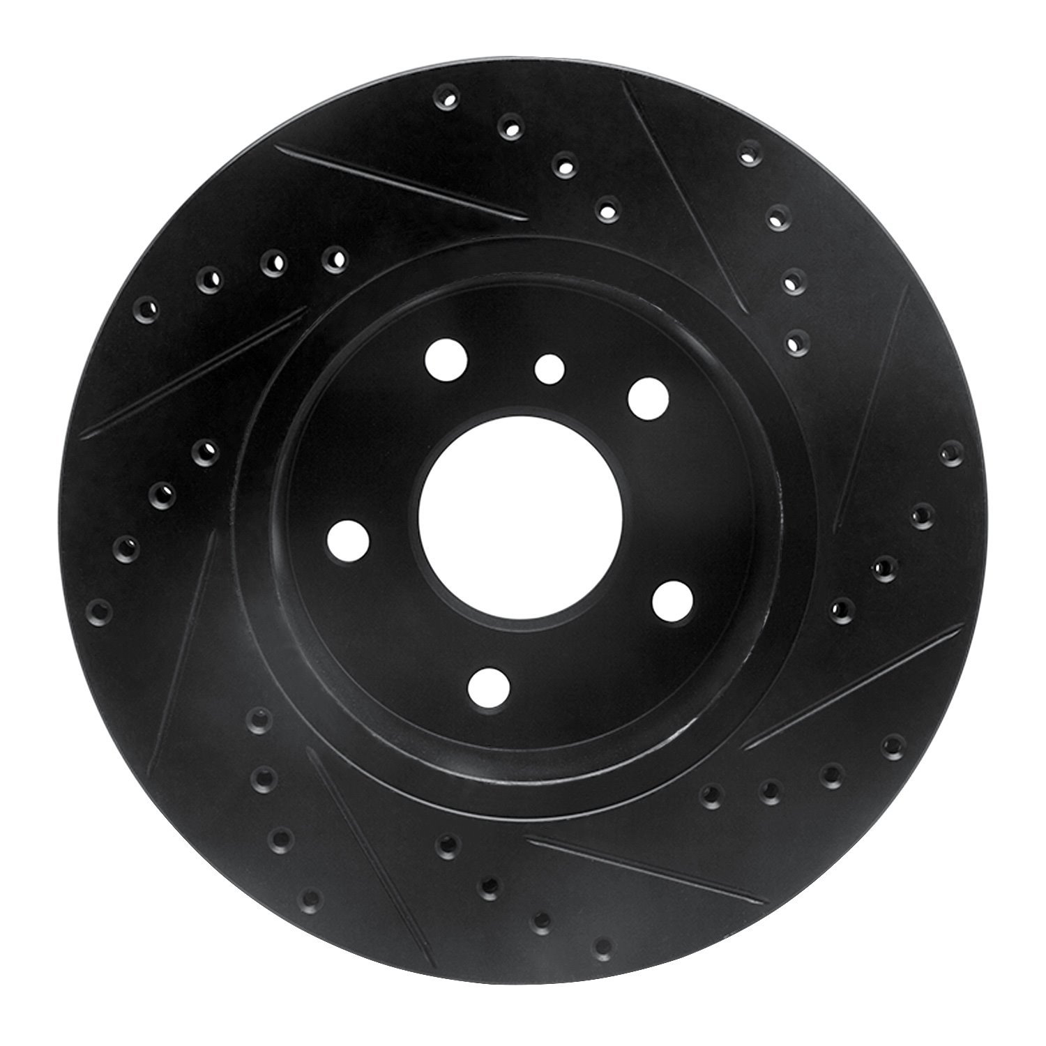 E-Line Drilled & Slotted Black Brake Rotor, 1994-2002 Land Rover, Position: Front Left