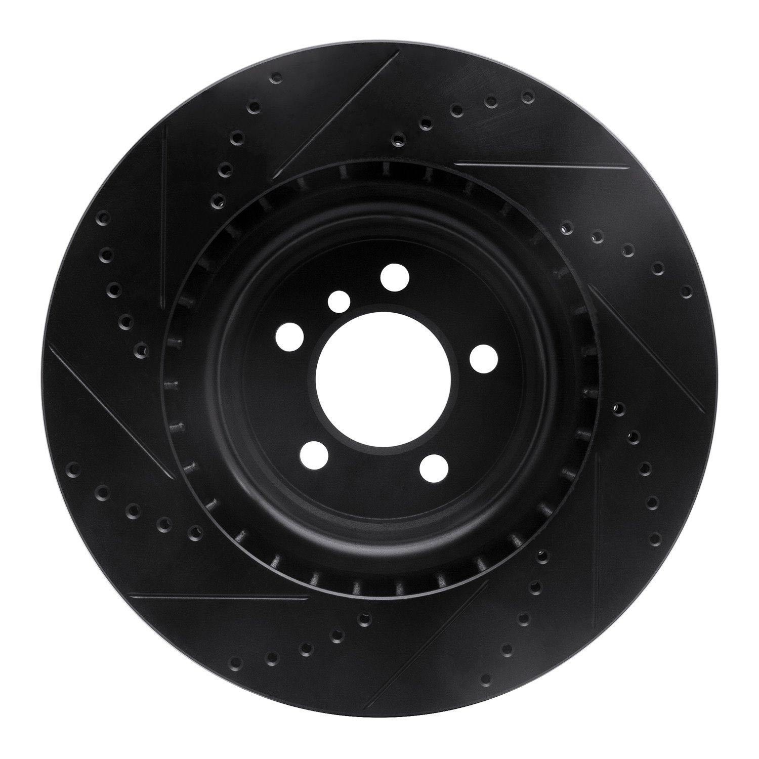 E-Line Drilled & Slotted Black Brake Rotor, 2006-2012 Land Rover, Position: Front Right