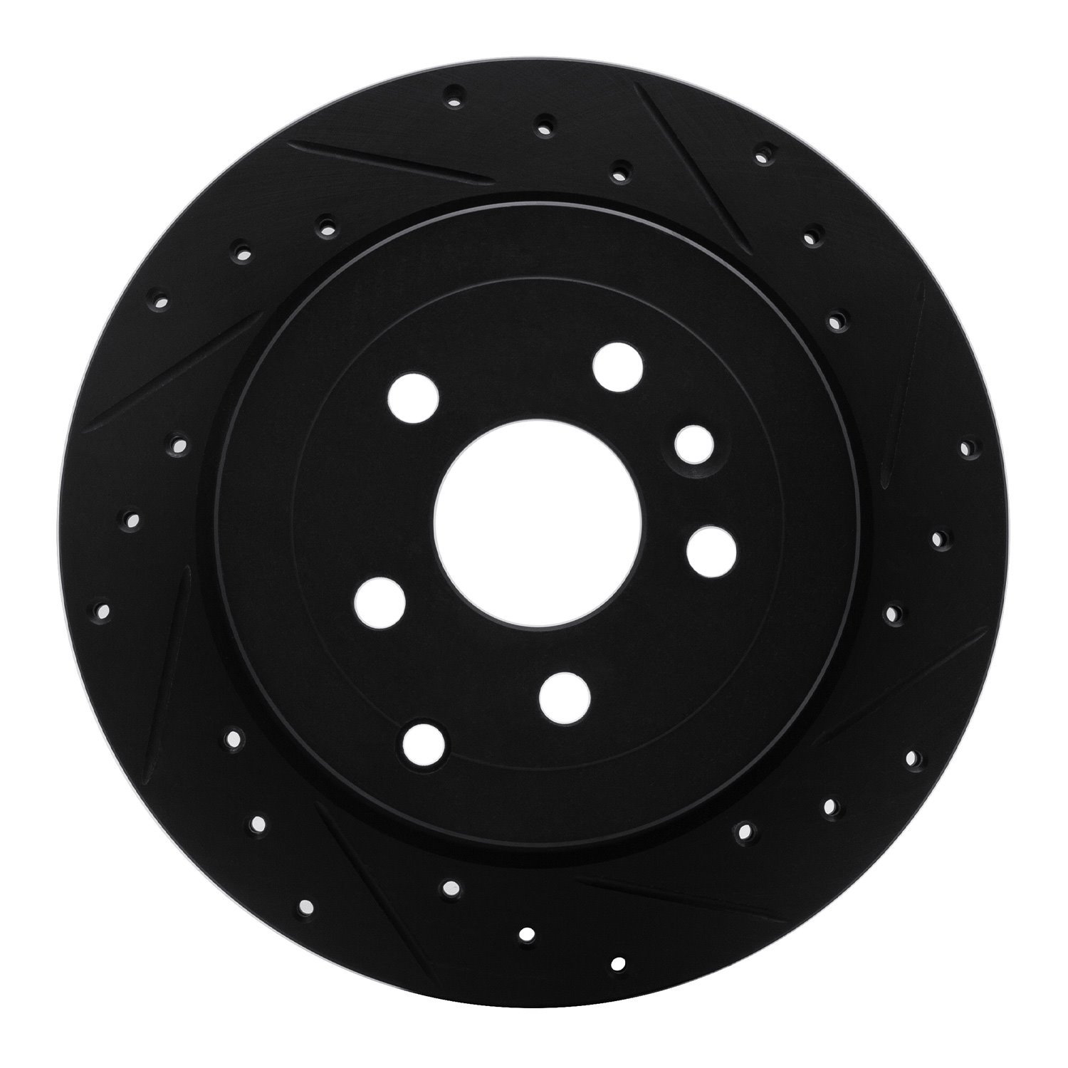 E-Line Drilled & Slotted Black Brake Rotor, 2008-2012 Land Rover, Position: Rear Right