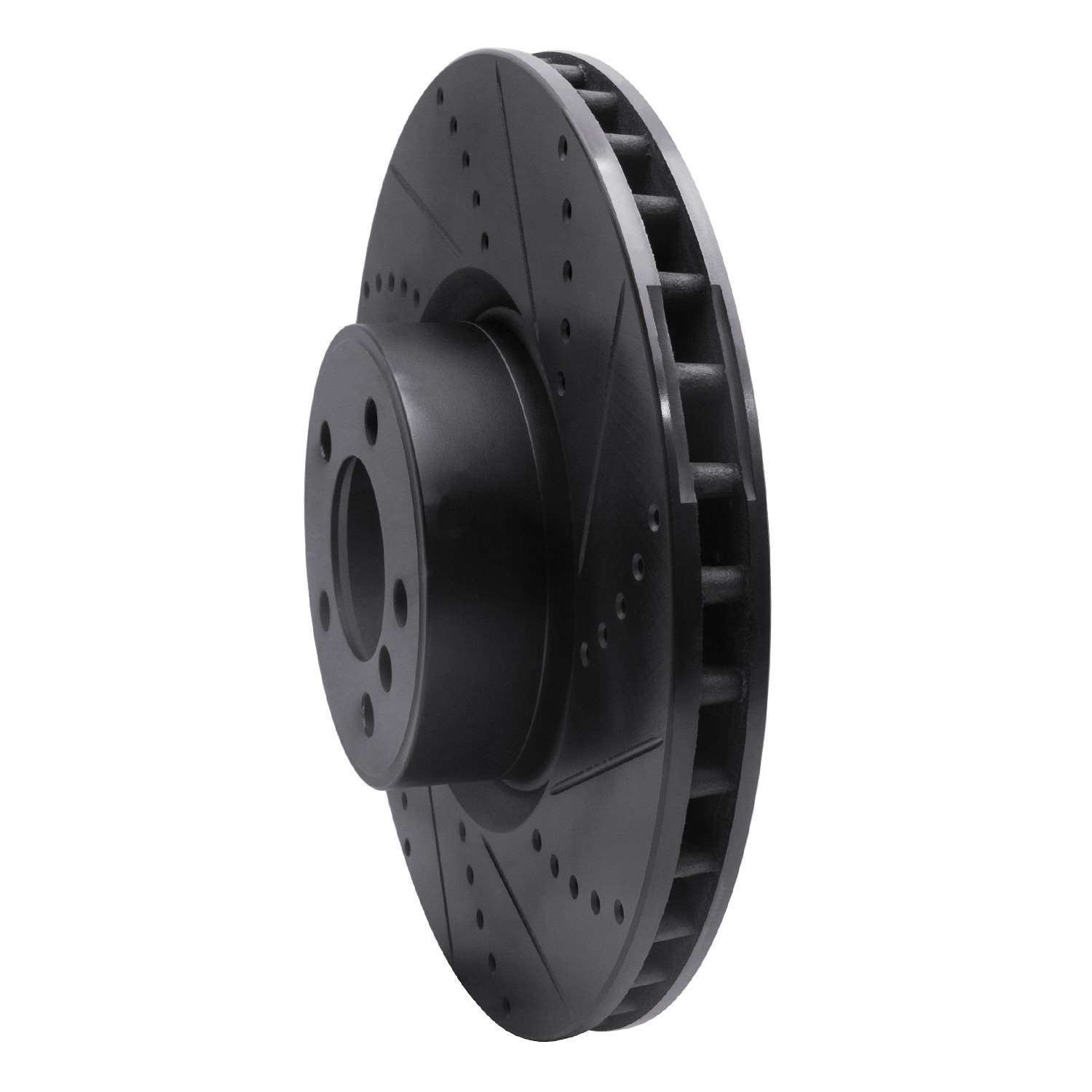 E-Line Drilled & Slotted Black Brake Rotor, 2010-2012 Land Rover, Position: Front Right