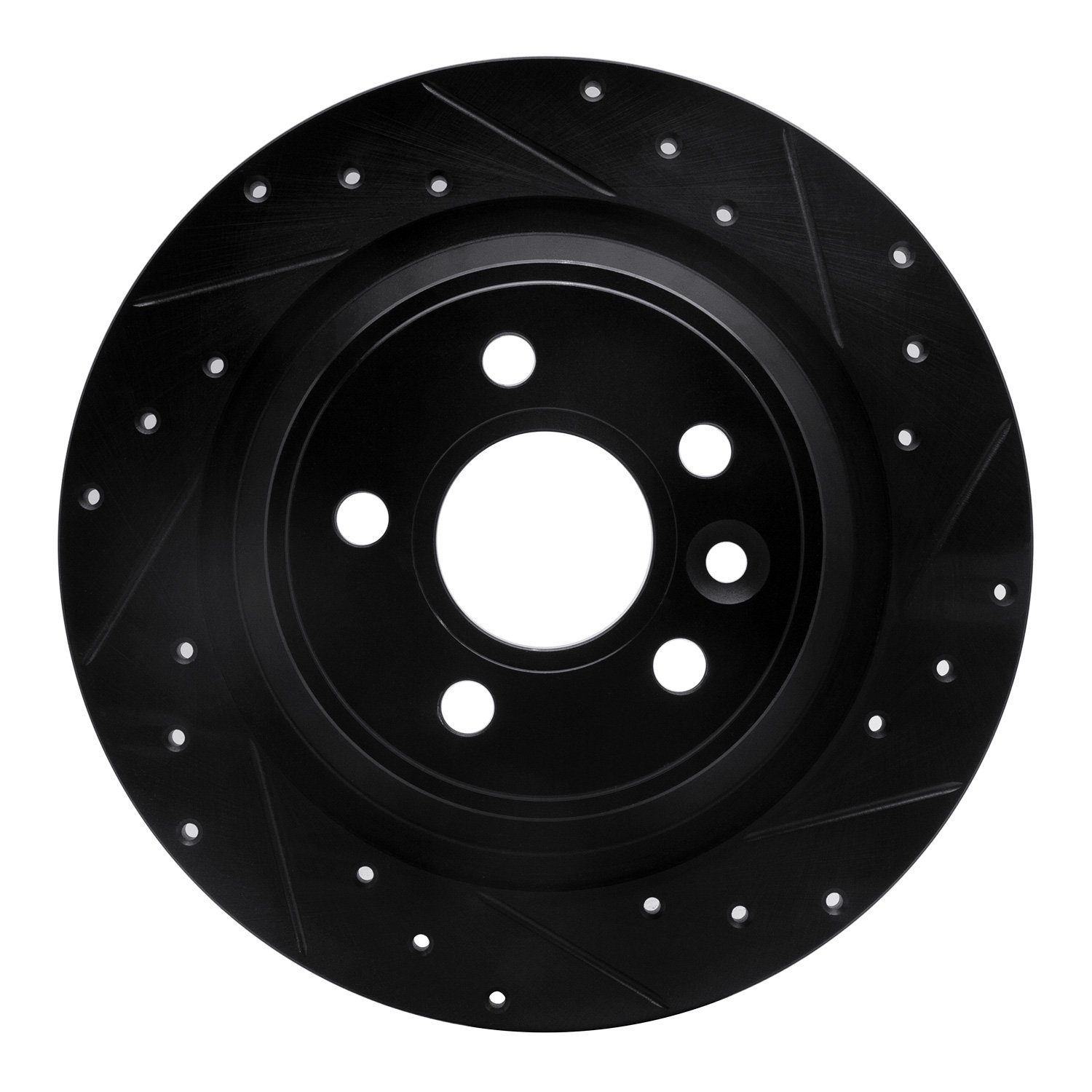 E-Line Drilled & Slotted Black Brake Rotor, 2009-2015 Fits Multiple Makes/Models, Position: Rear Right