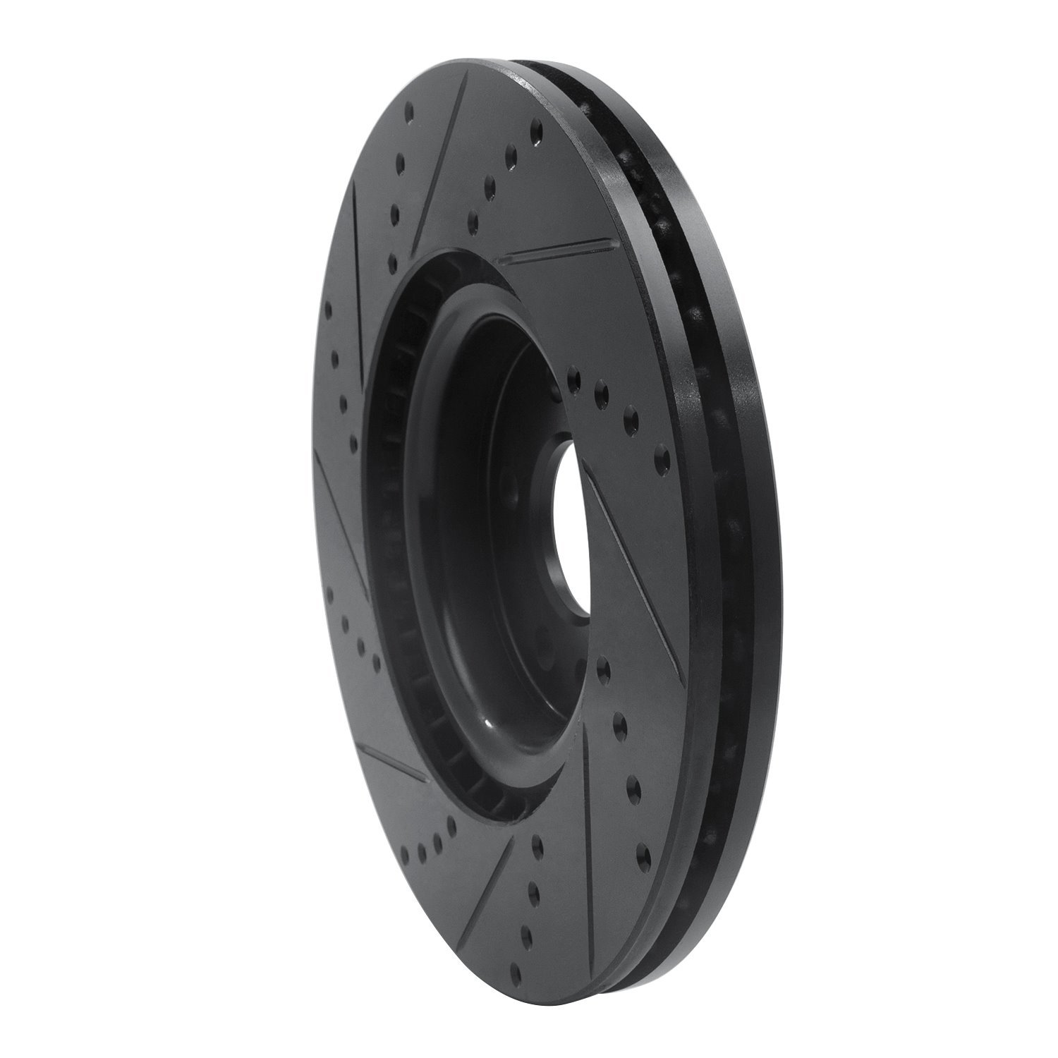 E-Line Drilled & Slotted Black Brake Rotor, 2015-2019 Fits Multiple Makes/Models, Position: Front Right