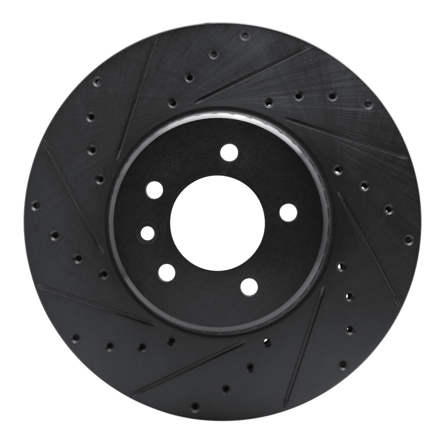 E-Line Drilled & Slotted Black Brake Rotor, Fits Select Land Rover, Position: Front Left