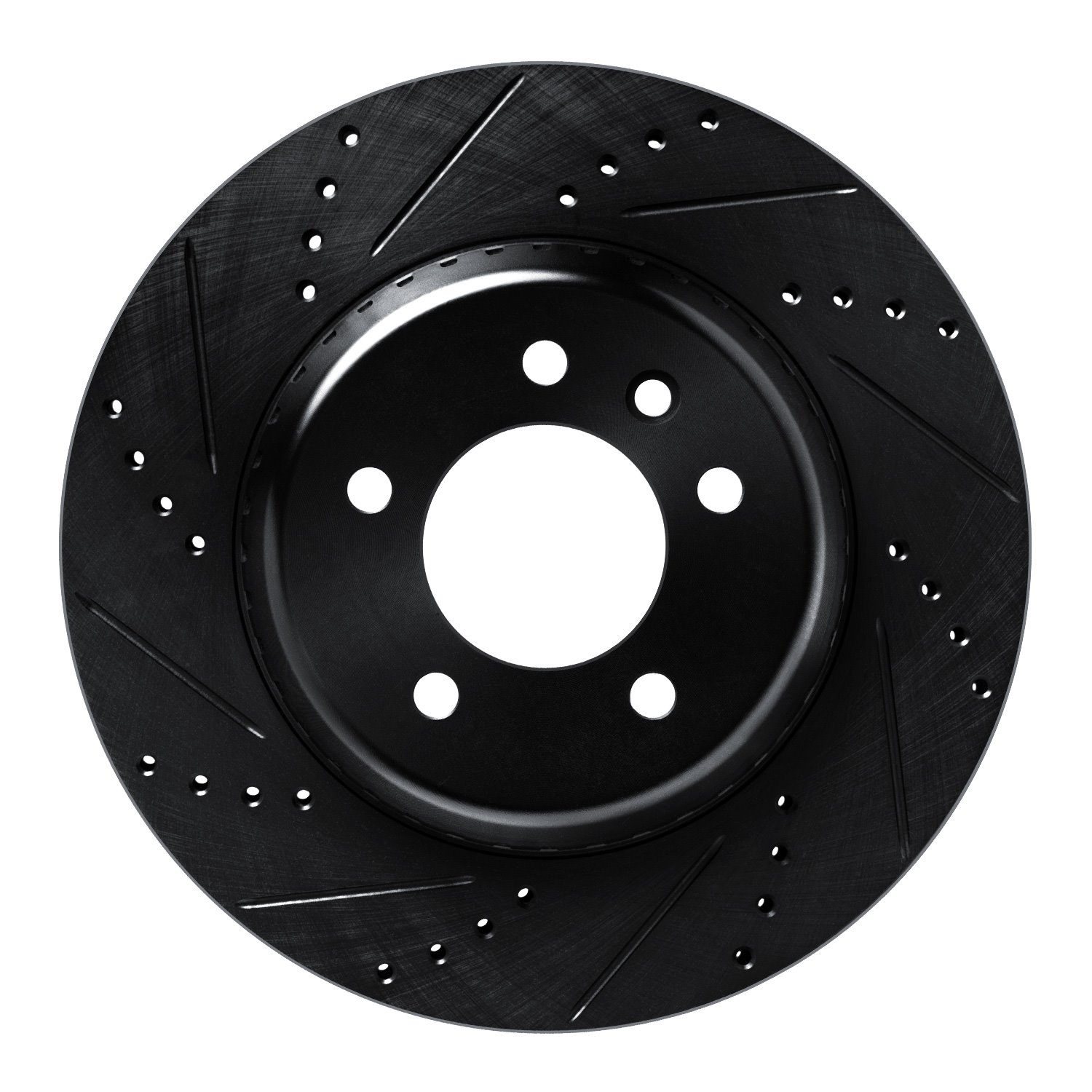 E-Line Drilled & Slotted Black Brake Rotor, Fits Select Land Rover, Position: Rear Left