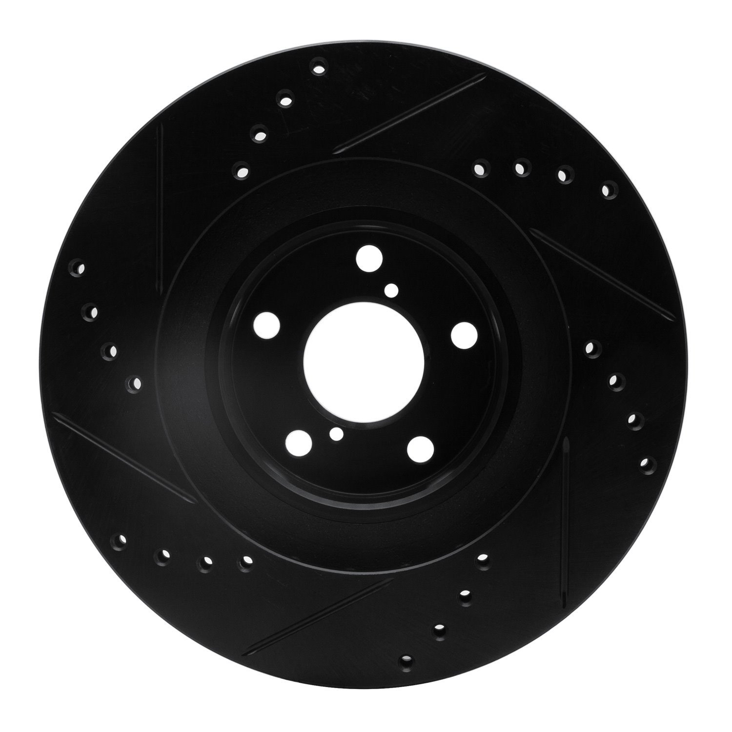 E-Line Drilled & Slotted Black Brake Rotor, 2001-2008 Fits Multiple Makes/Models, Position: Front Right