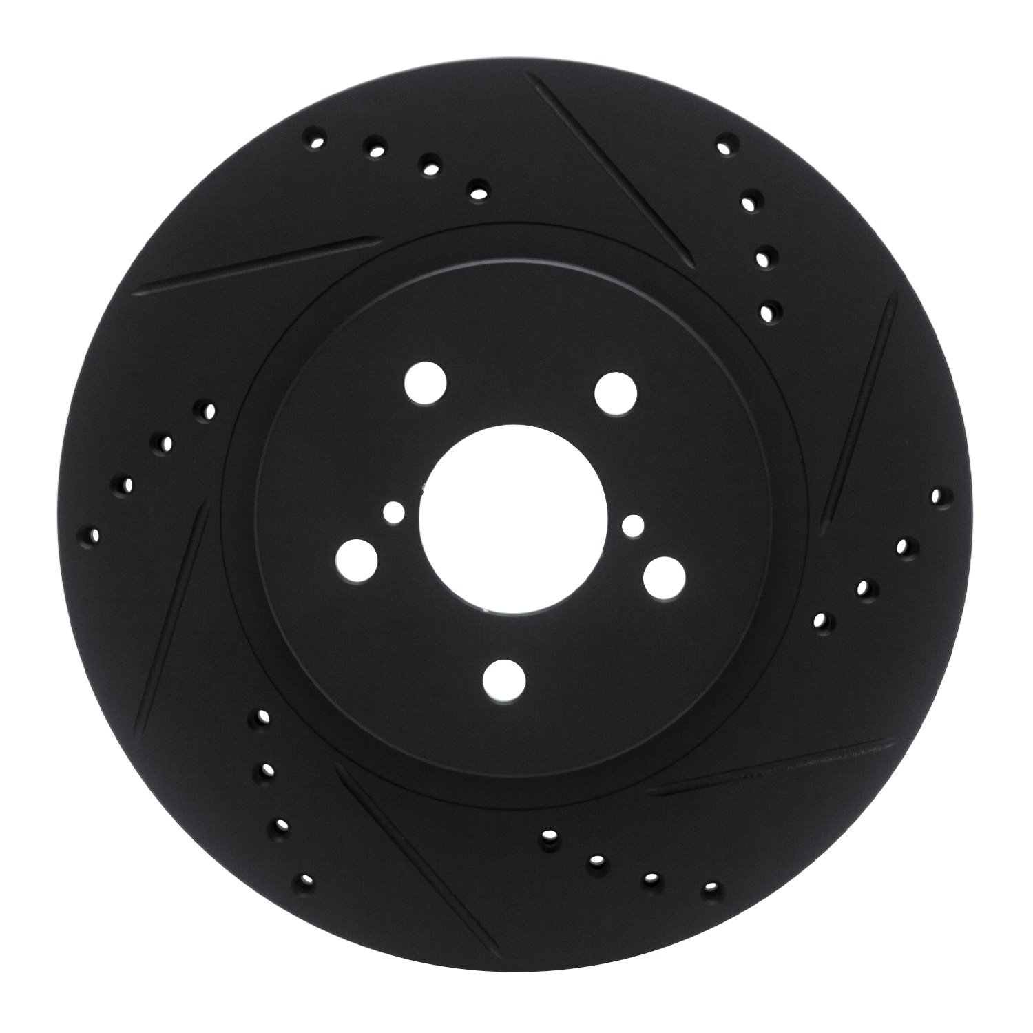 E-Line Drilled & Slotted Black Brake Rotor, Fits Select Subaru, Position: Front Right