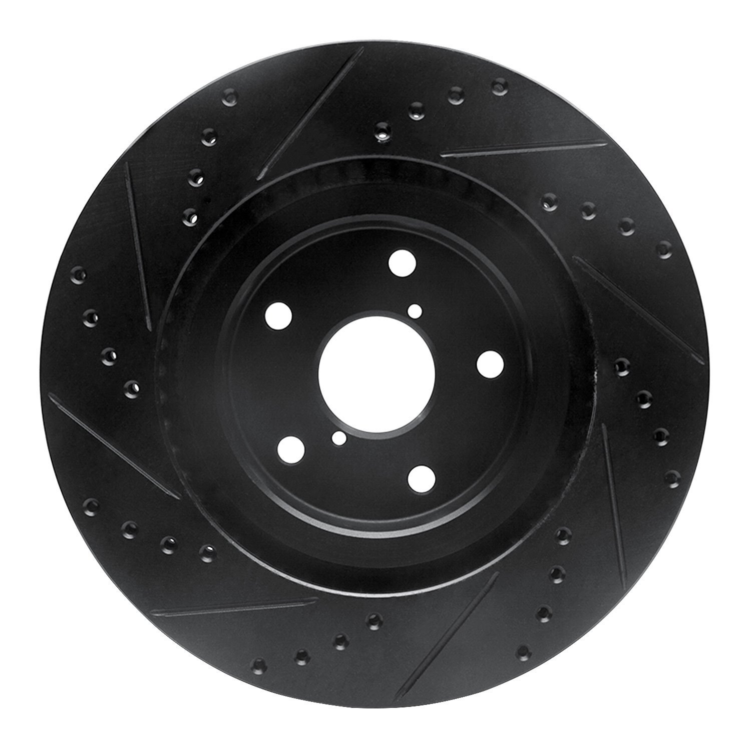 E-Line Drilled & Slotted Black Brake Rotor, Fits Select Subaru, Position: Front Right