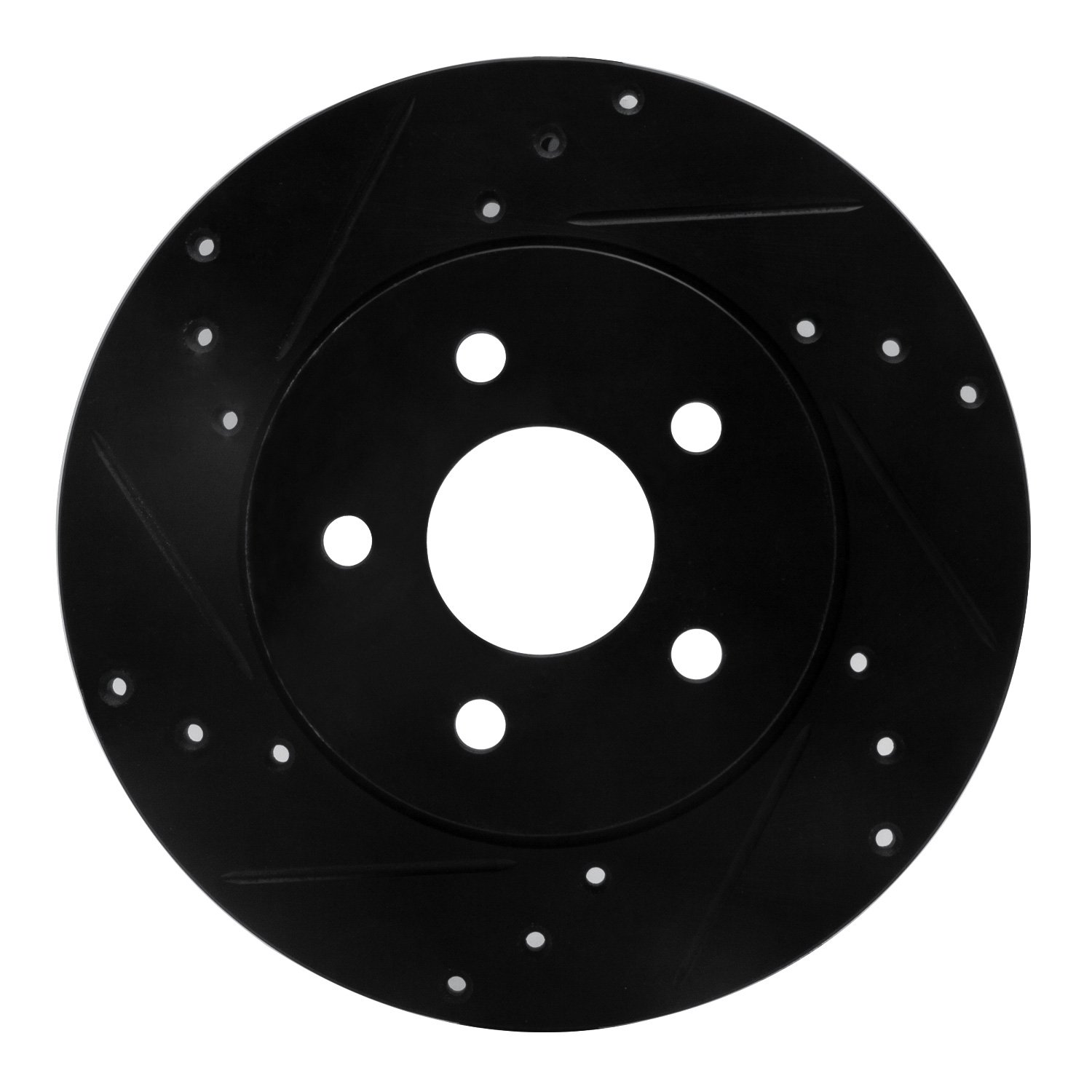 E-Line Drilled & Slotted Black Brake Rotor, 2001-2008 Fits Multiple Makes/Models, Position: Rear Left