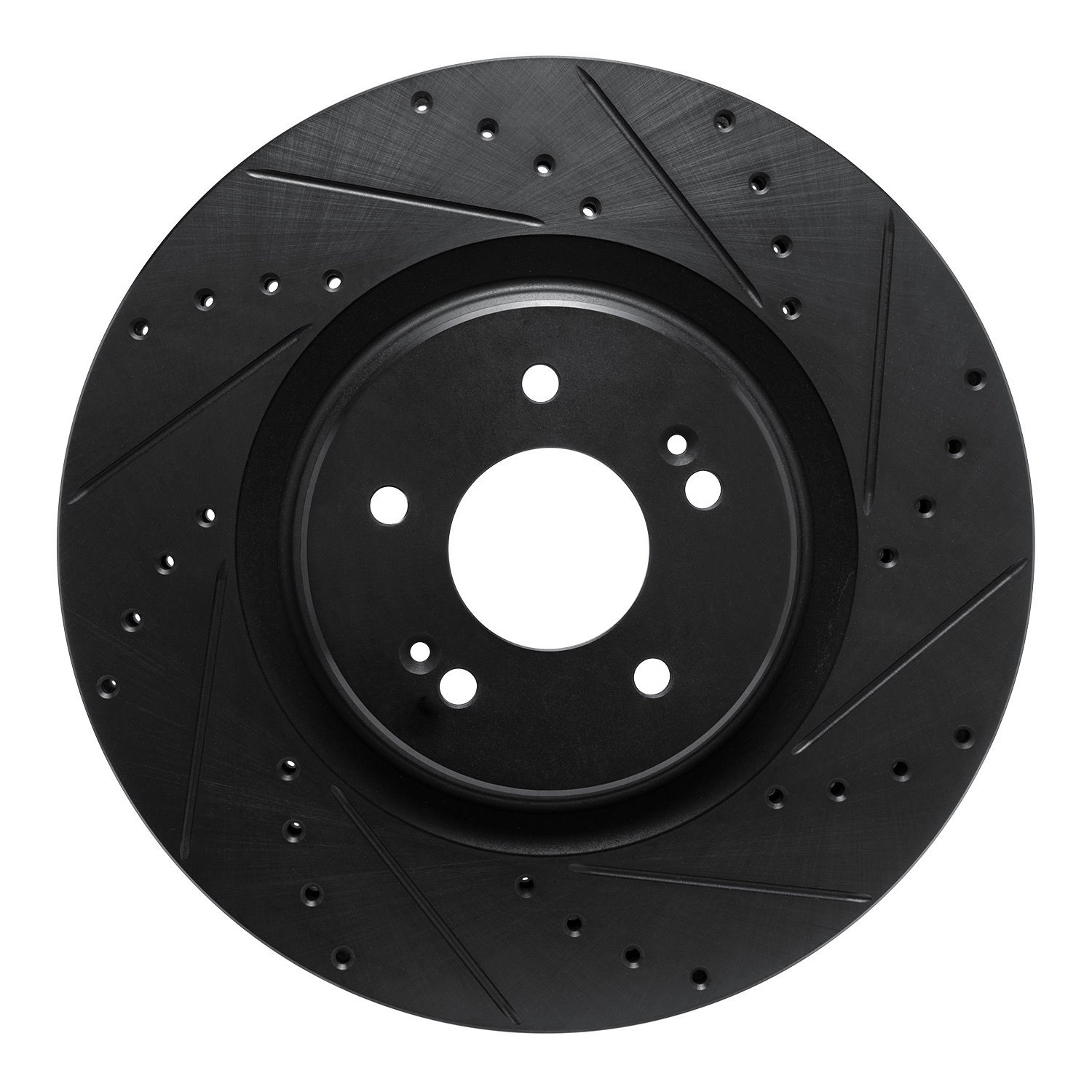 E-Line Drilled & Slotted Black Brake Rotor, Fits Select Kia/Hyundai/Genesis, Position: Front Right