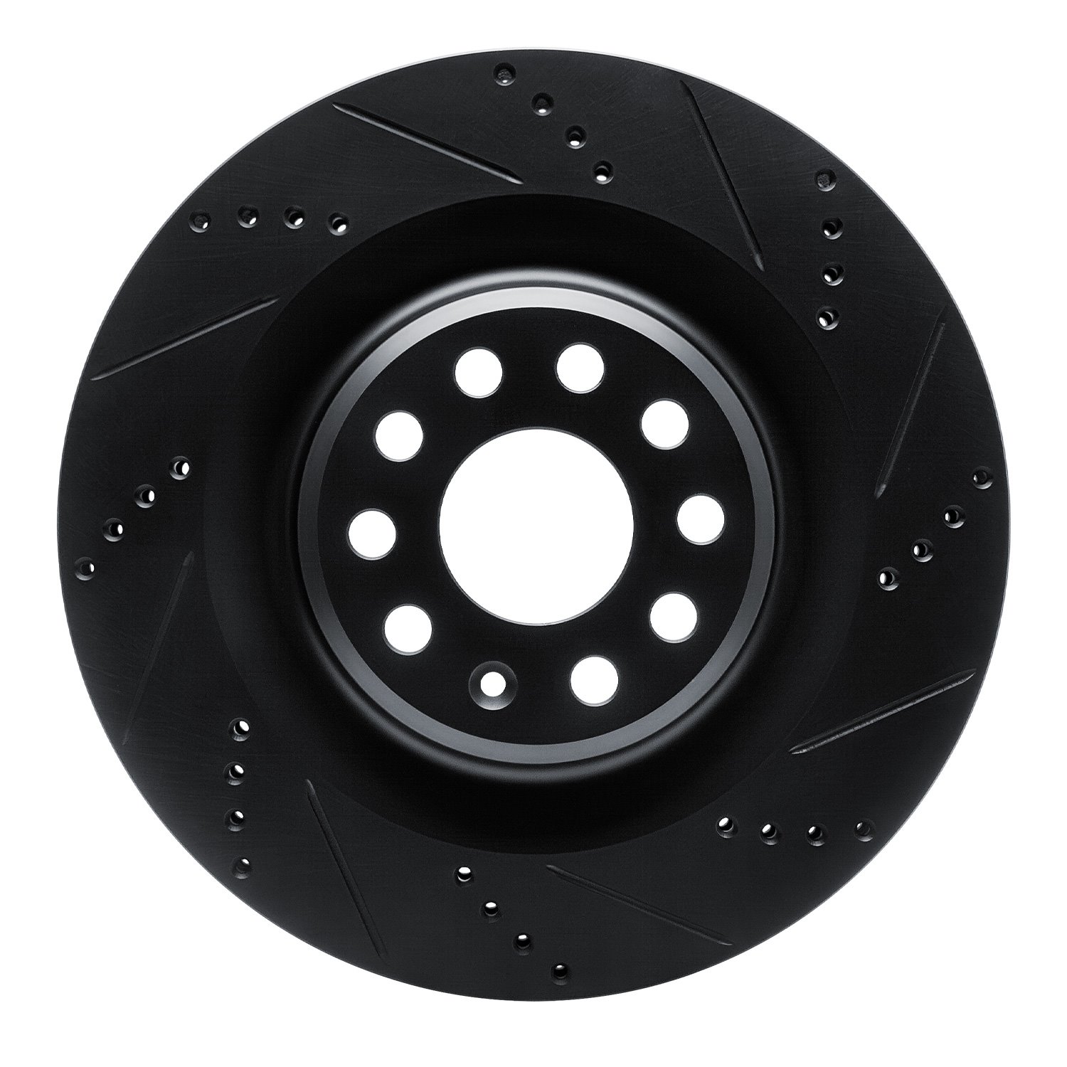 E-Line Drilled & Slotted Black Brake Rotor, 2012-2021 Tesla, Position: Rear Right