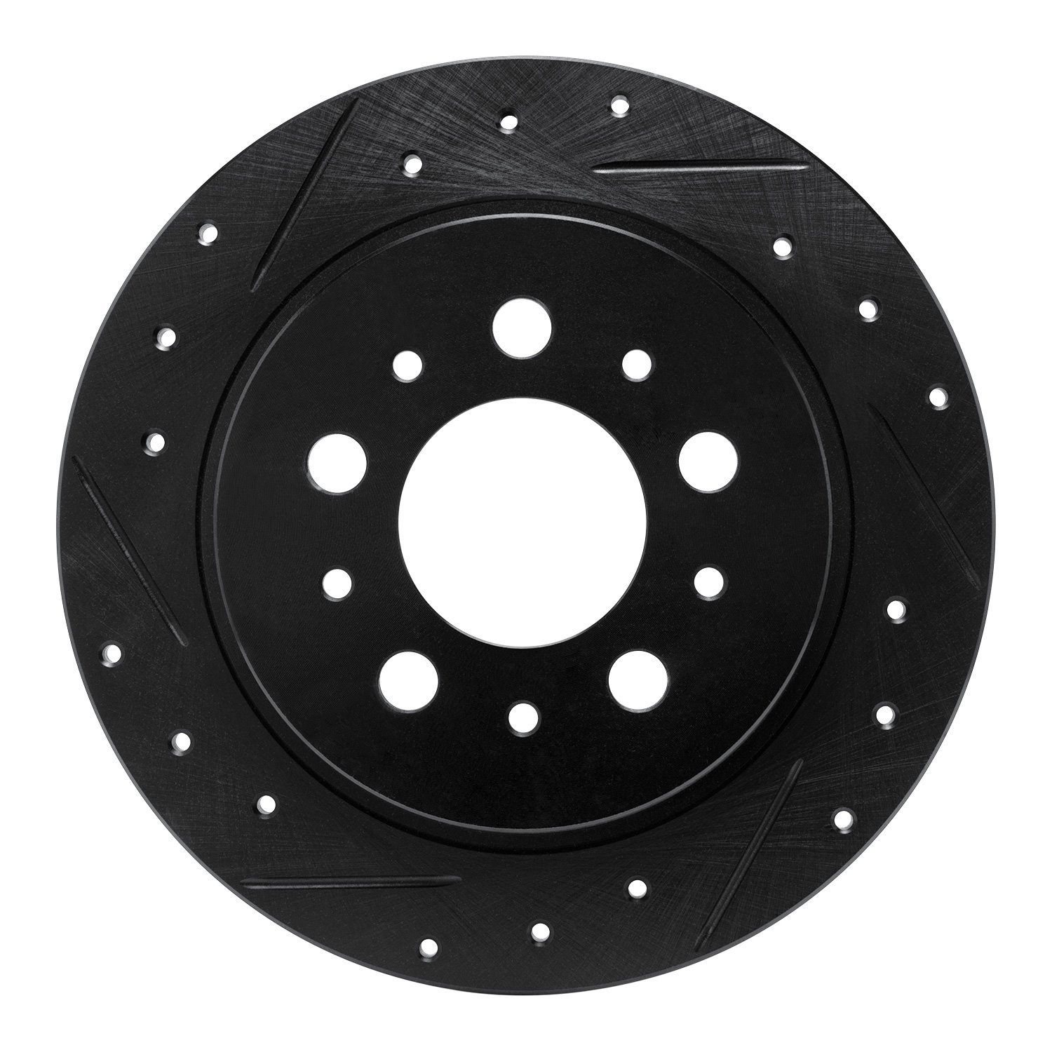 E-Line Drilled & Slotted Black Brake Rotor, 1988-1994 Volvo, Position: Rear Left