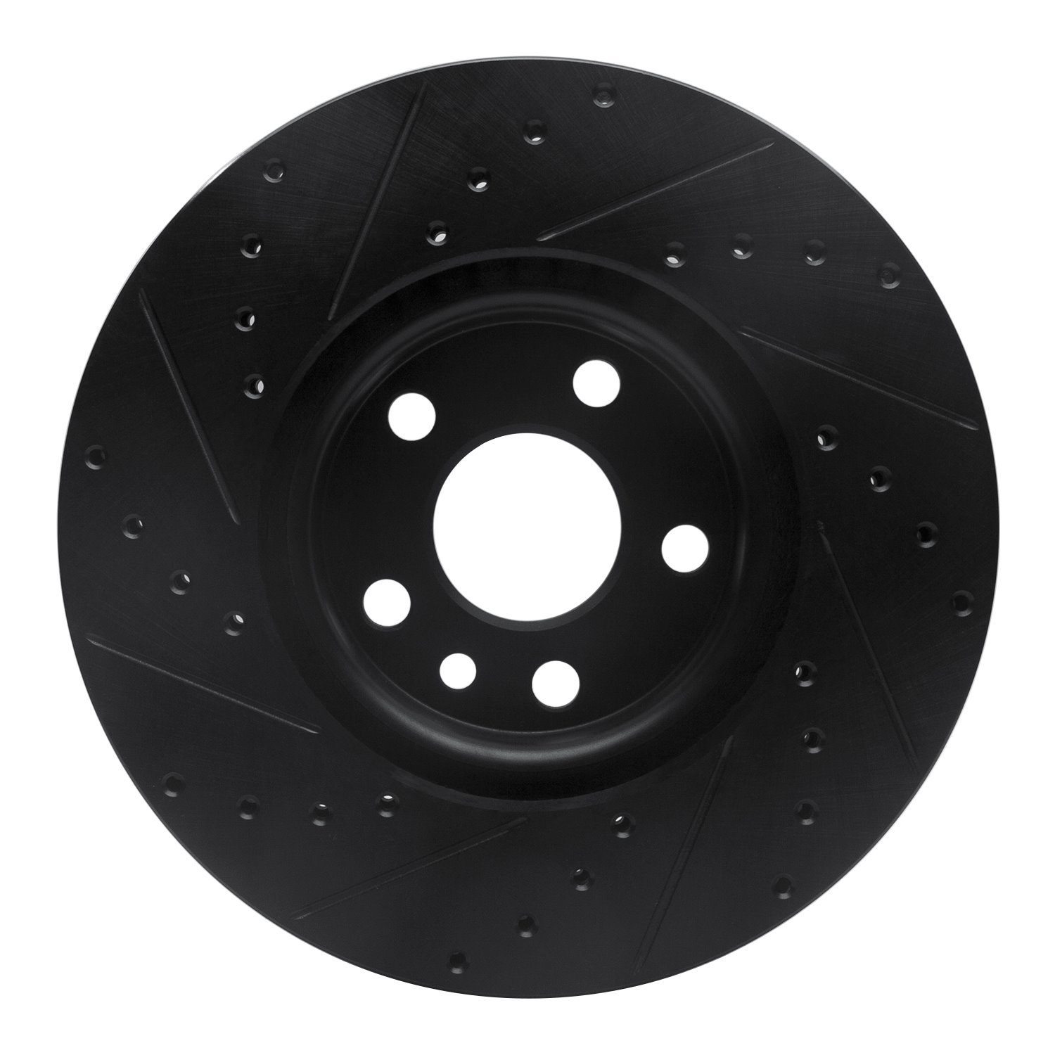 E-Line Drilled & Slotted Black Brake Rotor, 2007-2018 Fits Multiple Makes/Models, Position: Front Right