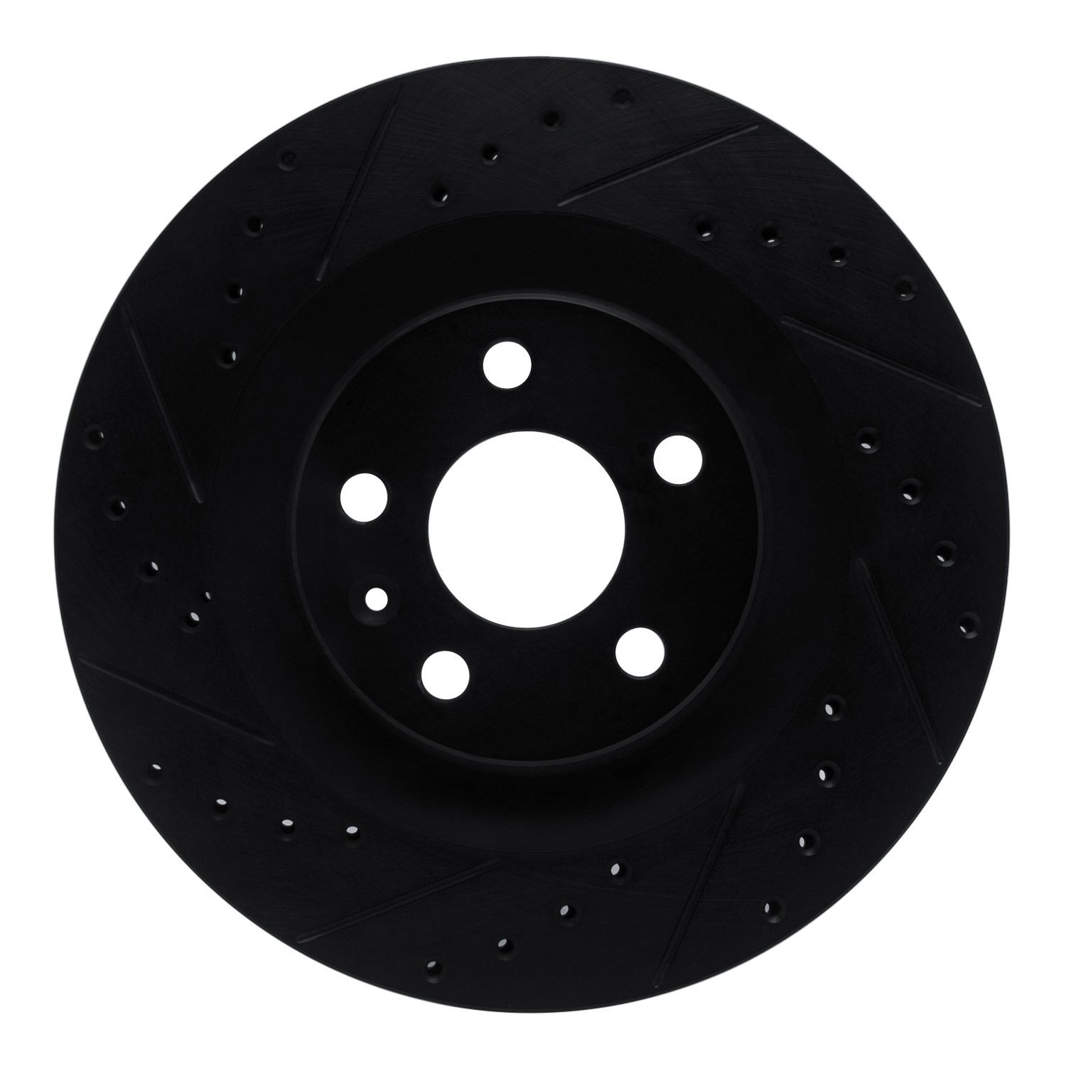 E-Line Drilled & Slotted Black Brake Rotor, Fits Select Volvo, Position: Rear Left