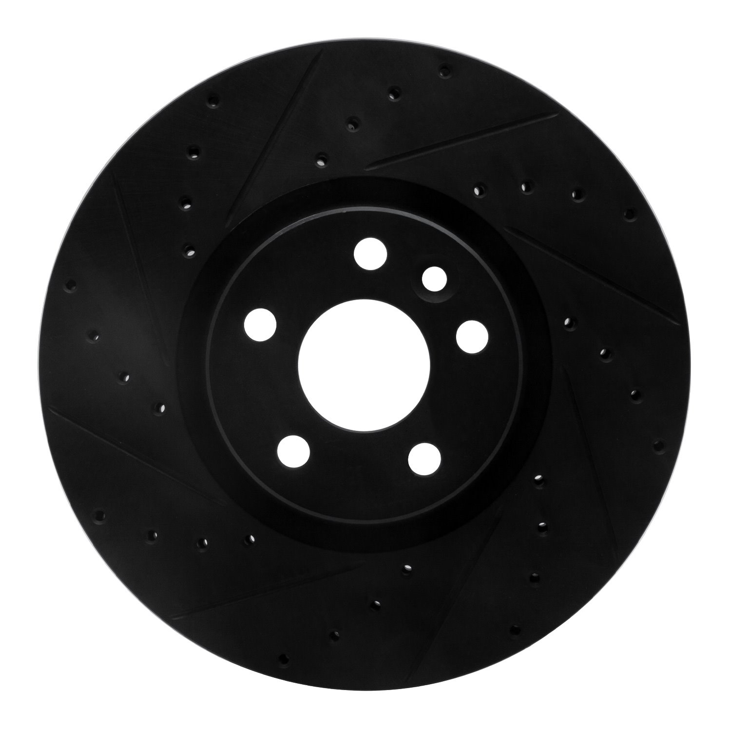 E-Line Drilled & Slotted Black Brake Rotor, 2016-2017 Volvo, Position: Front Left