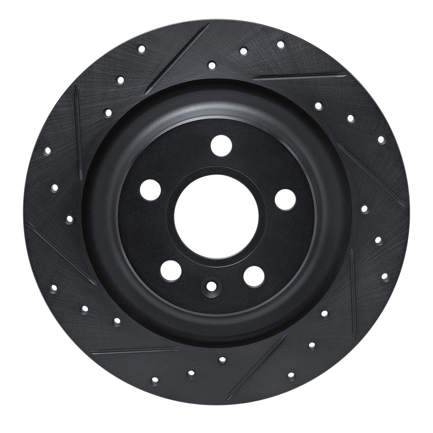 E-Line Drilled & Slotted Black Brake Rotor, Fits Select Volvo, Position: Rear Left