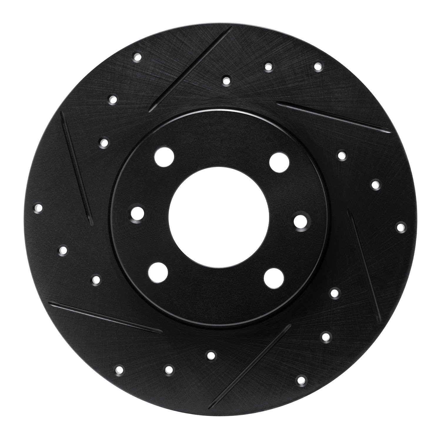 E-Line Drilled & Slotted Black Brake Rotor, 1989-1991 Peugeot, Position: Front Left