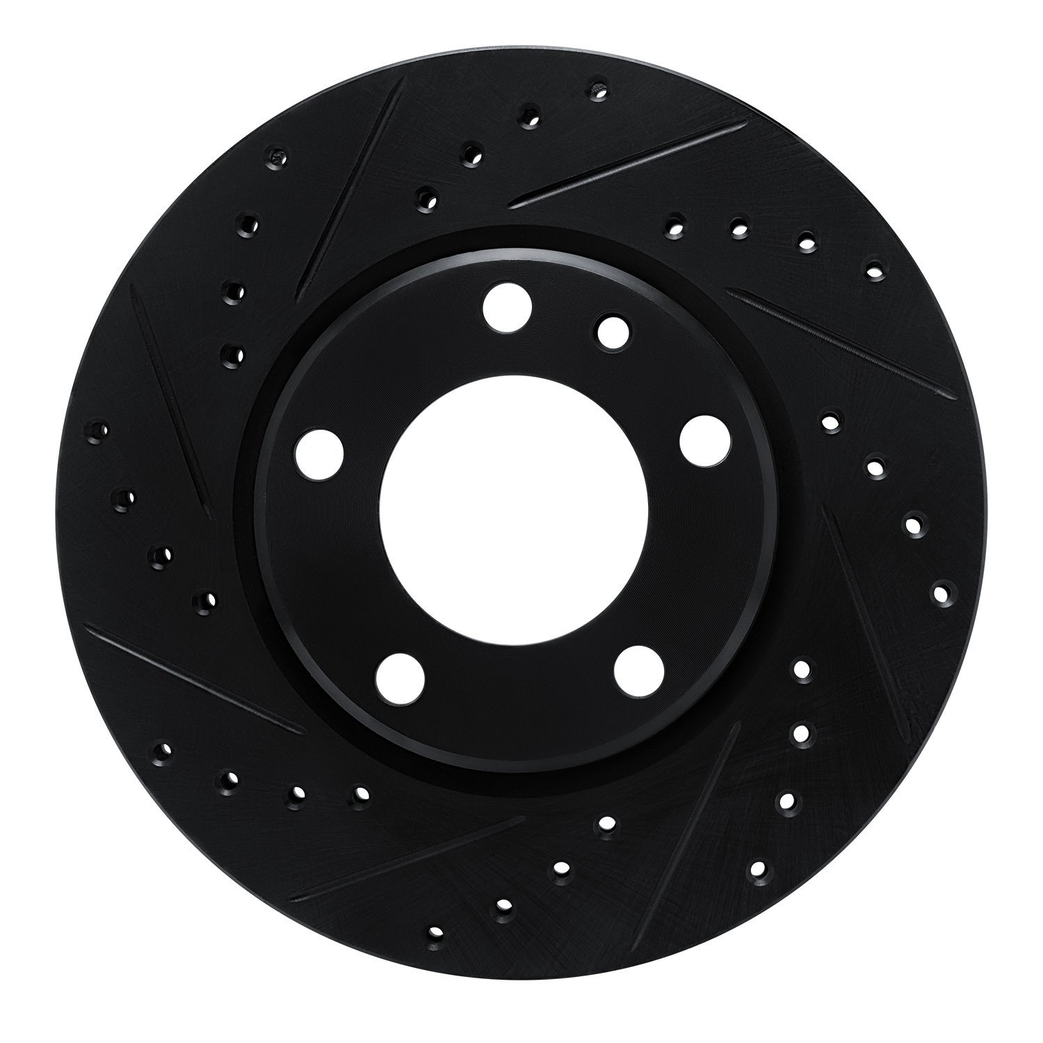 E-Line Drilled & Slotted Black Brake Rotor, 1988-1991 BMW, Position: Front Left