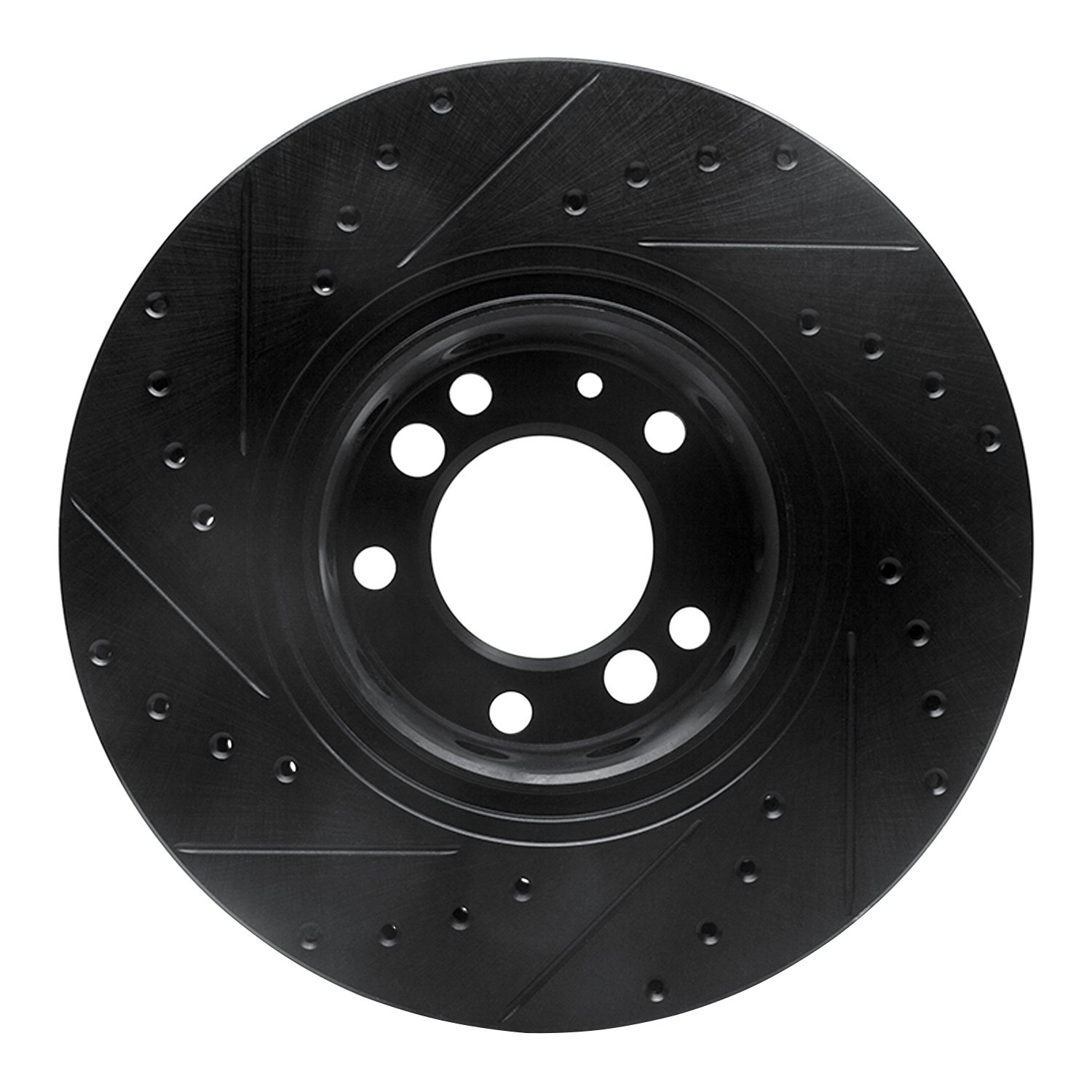E-Line Drilled & Slotted Black Brake Rotor, 1991-1993 BMW, Position: Front Right