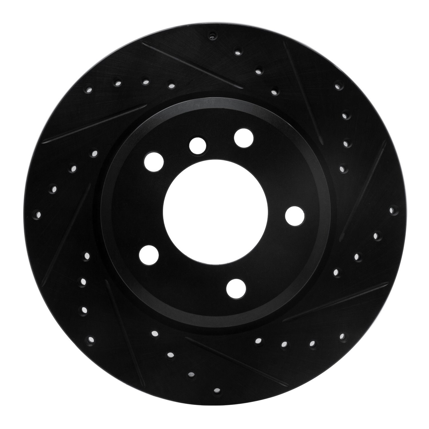 E-Line Drilled & Slotted Black Brake Rotor, 1999-2008 BMW, Position: Front Right