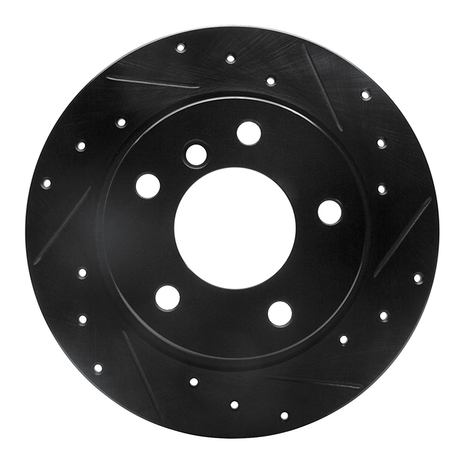 E-Line Drilled & Slotted Black Brake Rotor, 2003-2006 BMW, Position: Rear Right