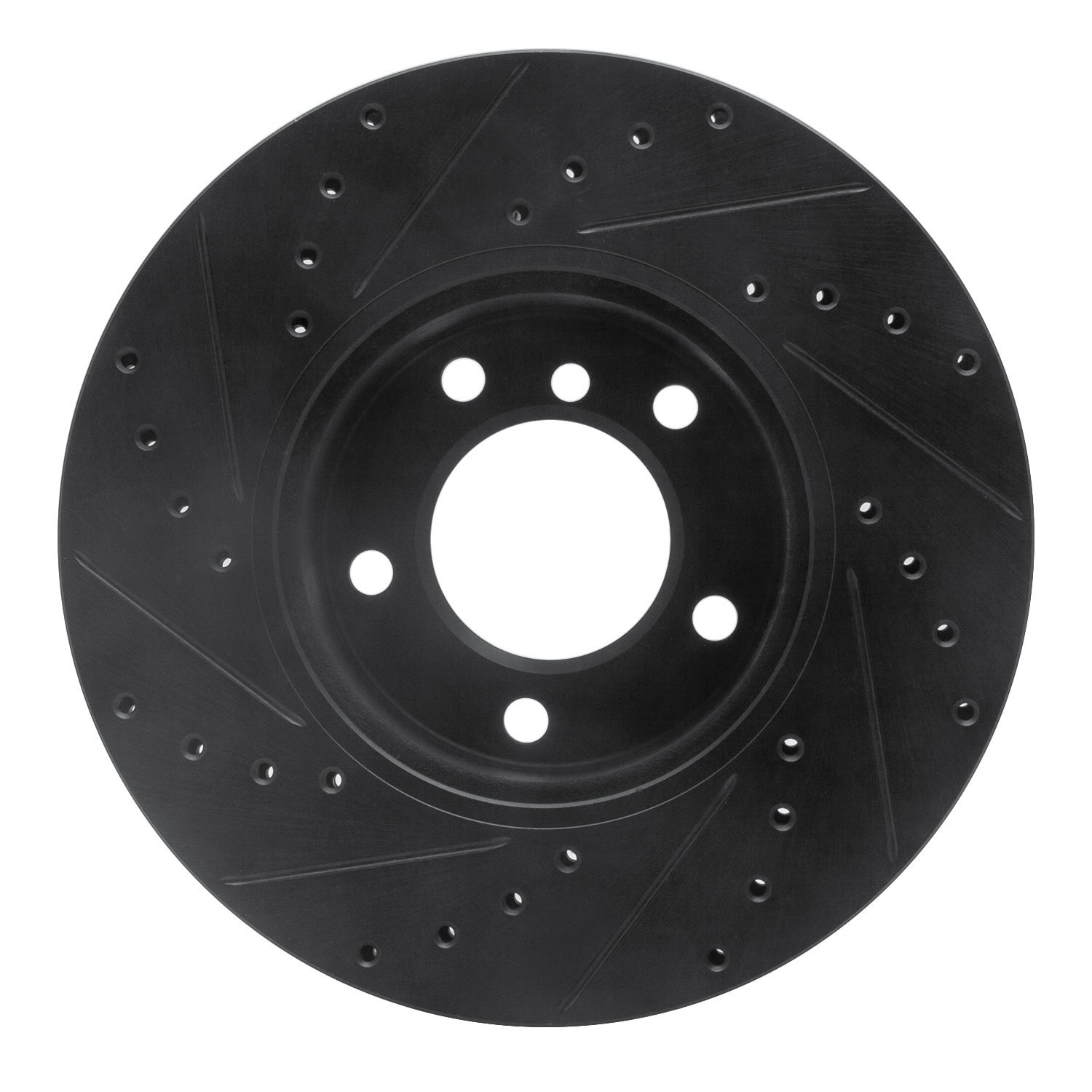 E-Line Drilled & Slotted Black Brake Rotor, 2006-2013 BMW, Position: Front Right