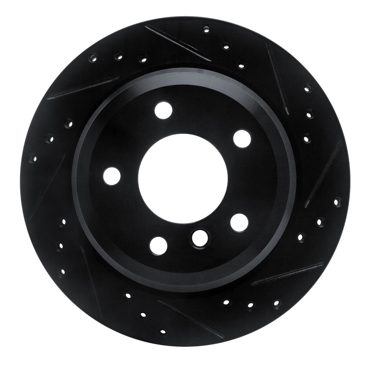 E-Line Drilled & Slotted Black Brake Rotor, 2006-2015 BMW, Position: Rear Right