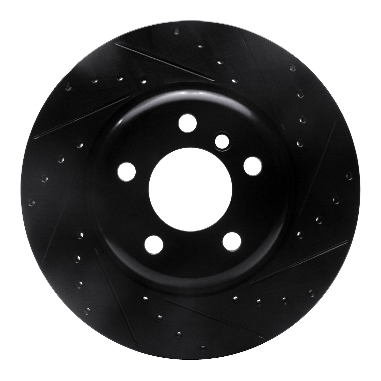 E-Line Drilled & Slotted Black Brake Rotor, 2011-2016 BMW, Position: Front Right