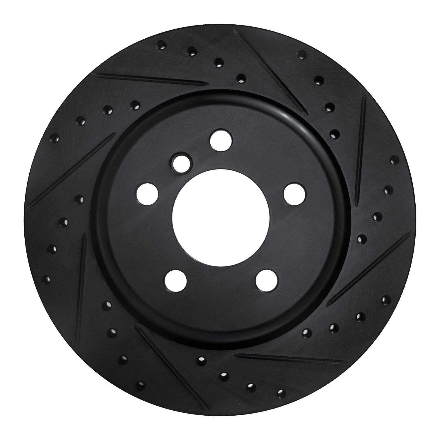 E-Line Drilled & Slotted Black Brake Rotor, 2011-2016 BMW, Position: Rear Right