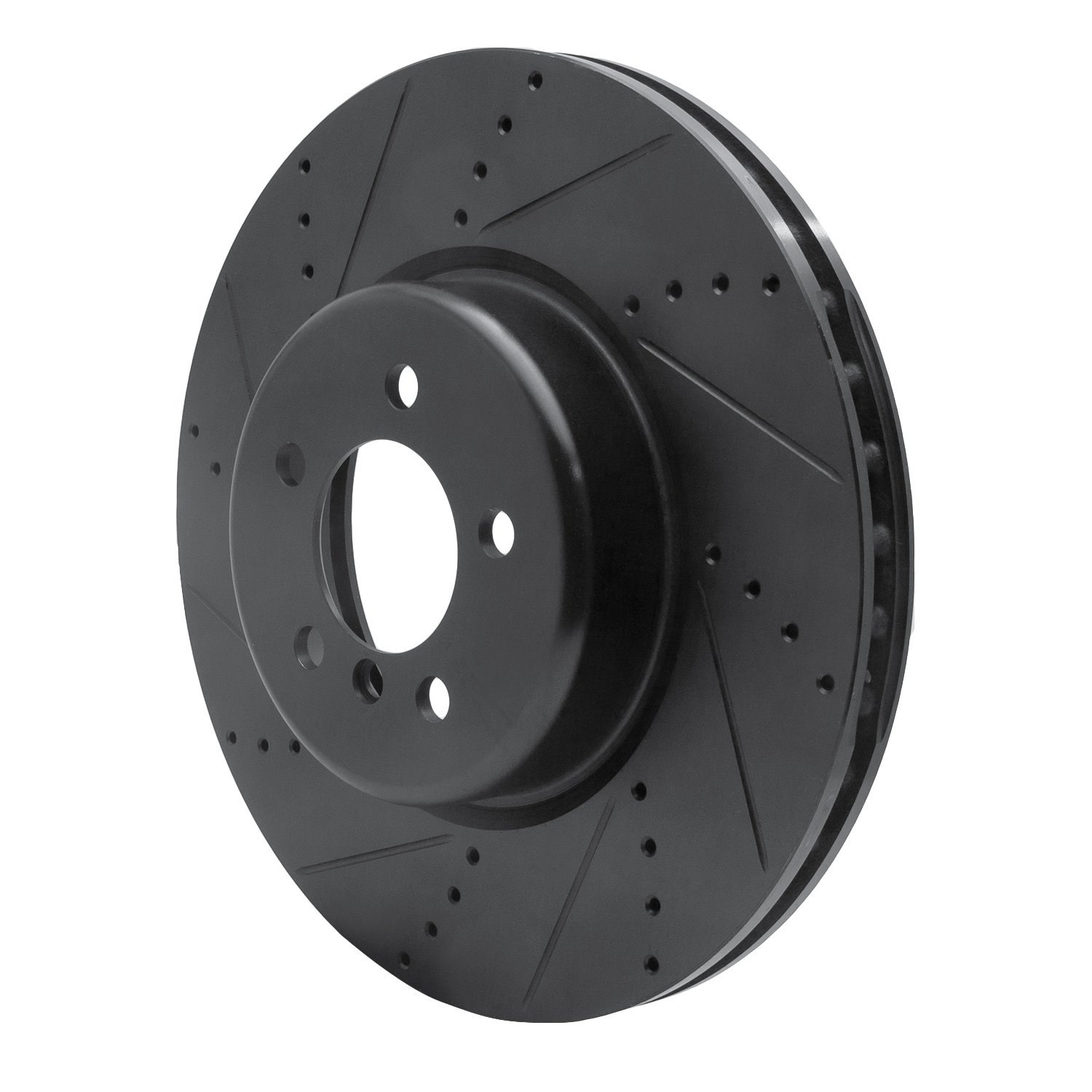 E-Line Drilled & Slotted Black Brake Rotor, 2013-2020 BMW, Position: Front Left