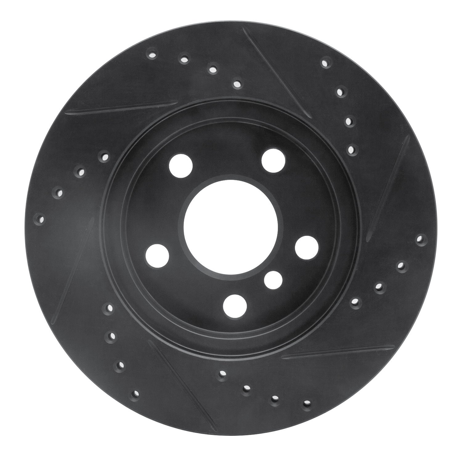 E-Line Drilled & Slotted Black Brake Rotor, 2014-2021 BMW, Position: Front Left