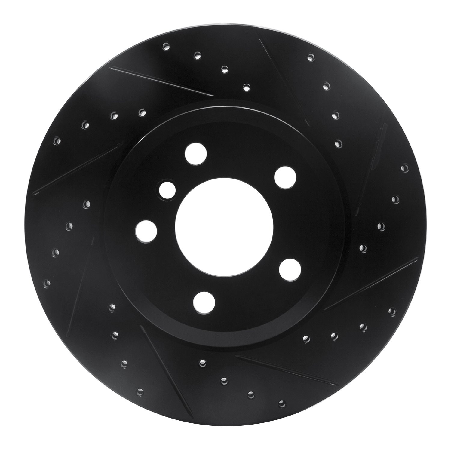 E-Line Drilled & Slotted Black Brake Rotor, 2004-2010 BMW, Position: Front Right