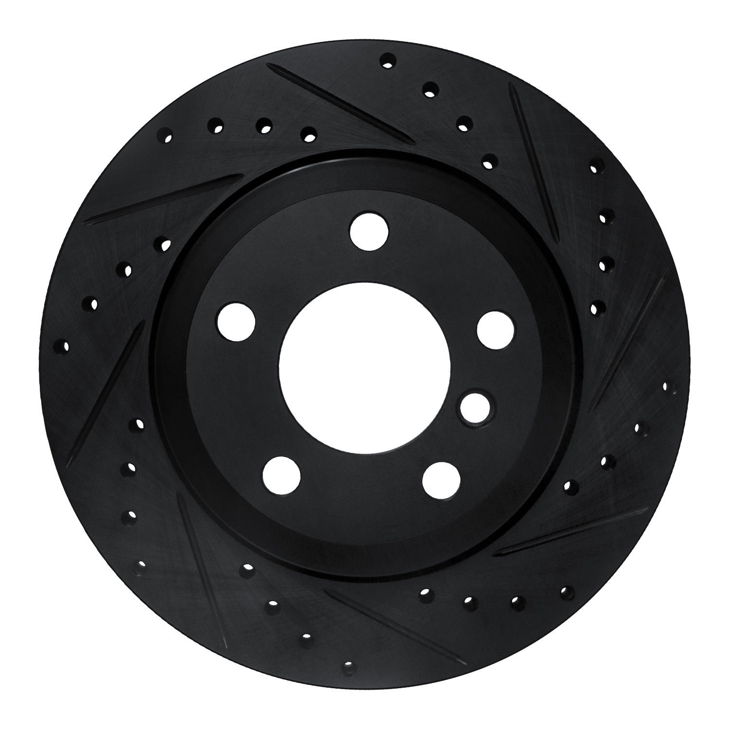 E-Line Drilled & Slotted Black Brake Rotor, 2007-2019 BMW, Position: Rear Right