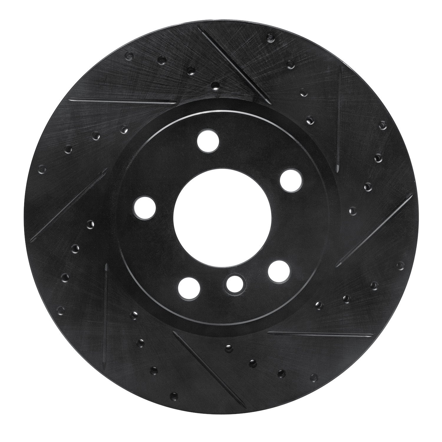 E-Line Drilled & Slotted Black Brake Rotor, 2011-2018 BMW, Position: Front Right
