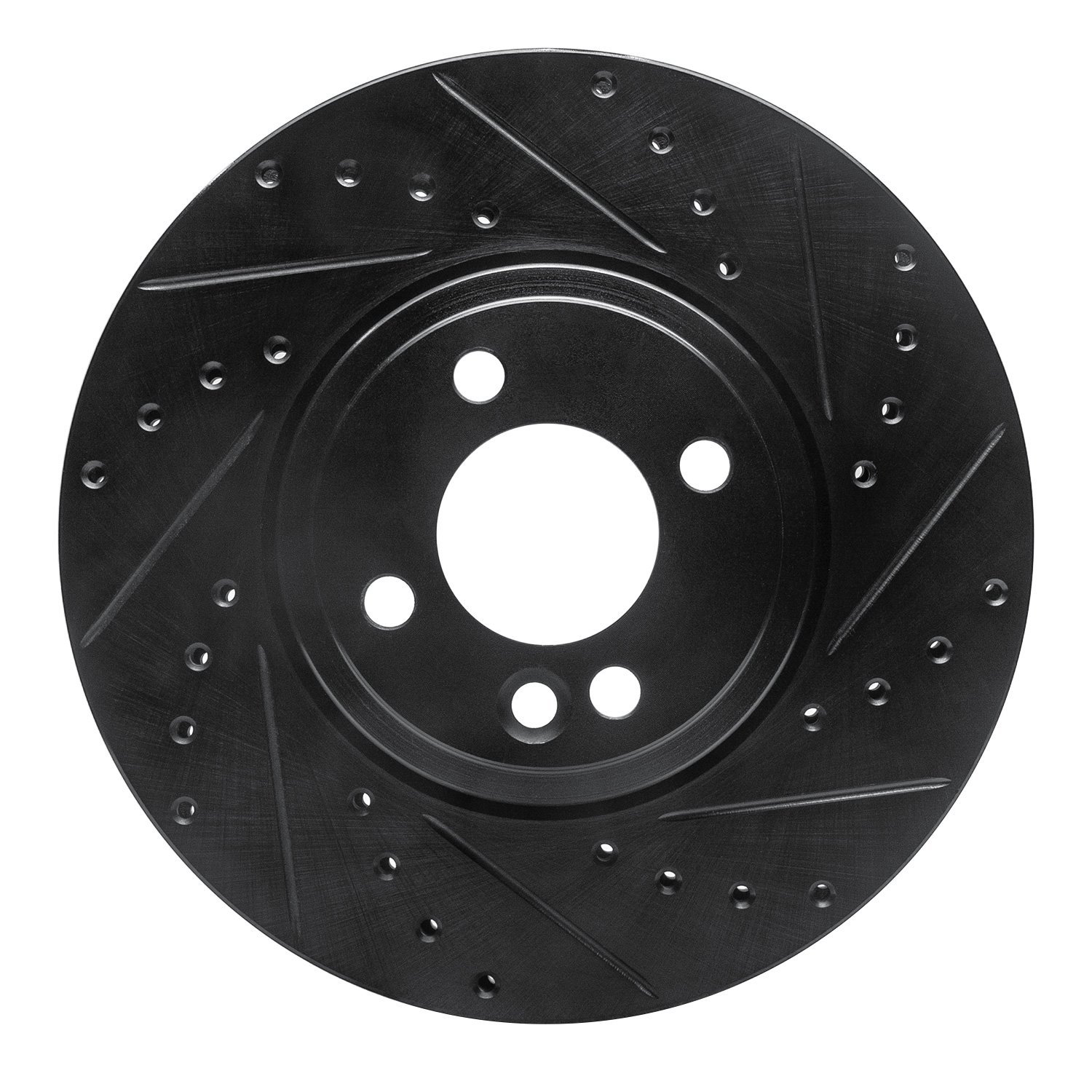 E-Line Drilled & Slotted Black Brake Rotor, 2002-2006 Mini, Position: Front Right