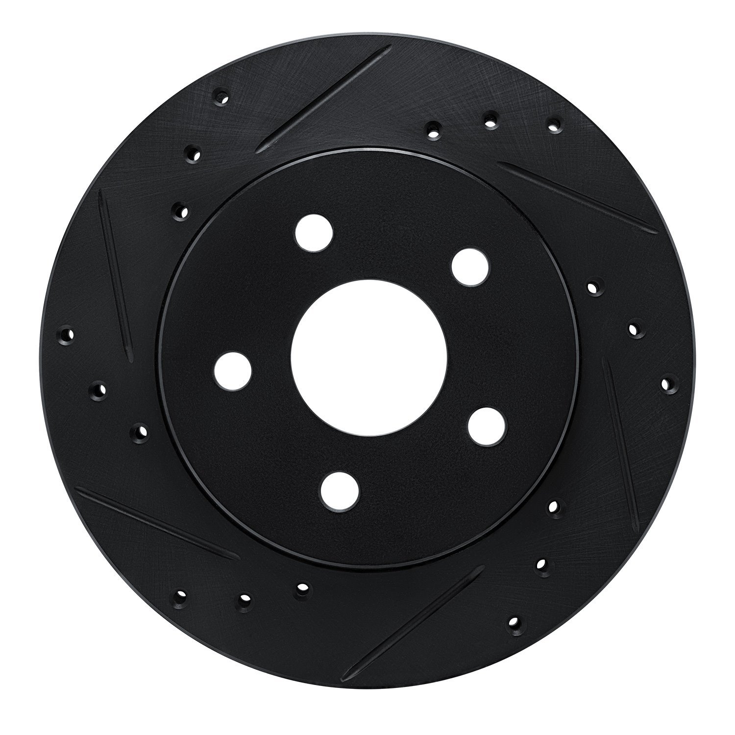 E-Line Drilled & Slotted Black Brake Rotor, 1988-1990 Mopar, Position: Front Left