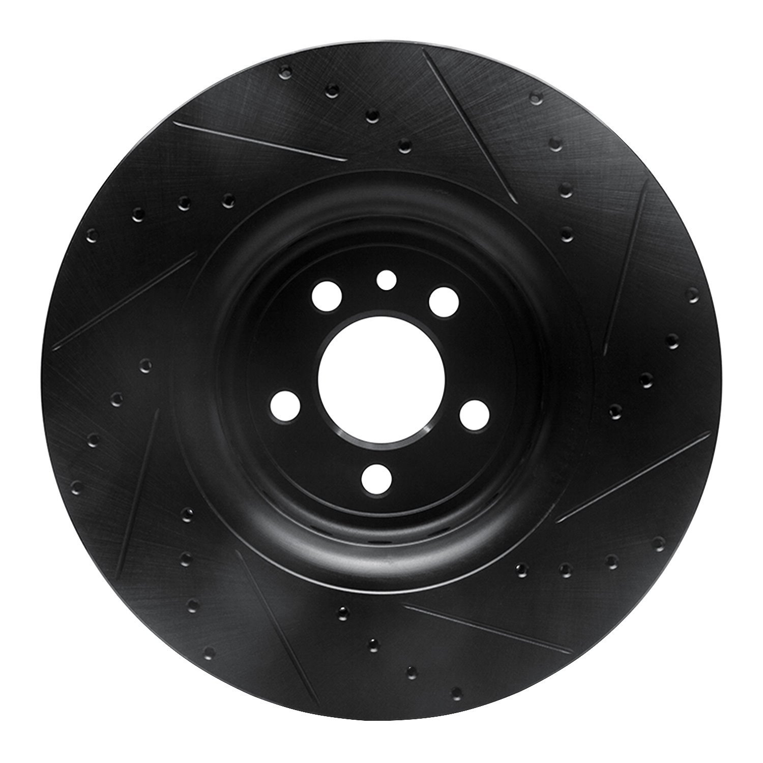 E-Line Drilled & Slotted Black Brake Rotor, Fits Select Mopar, Position: Front Left