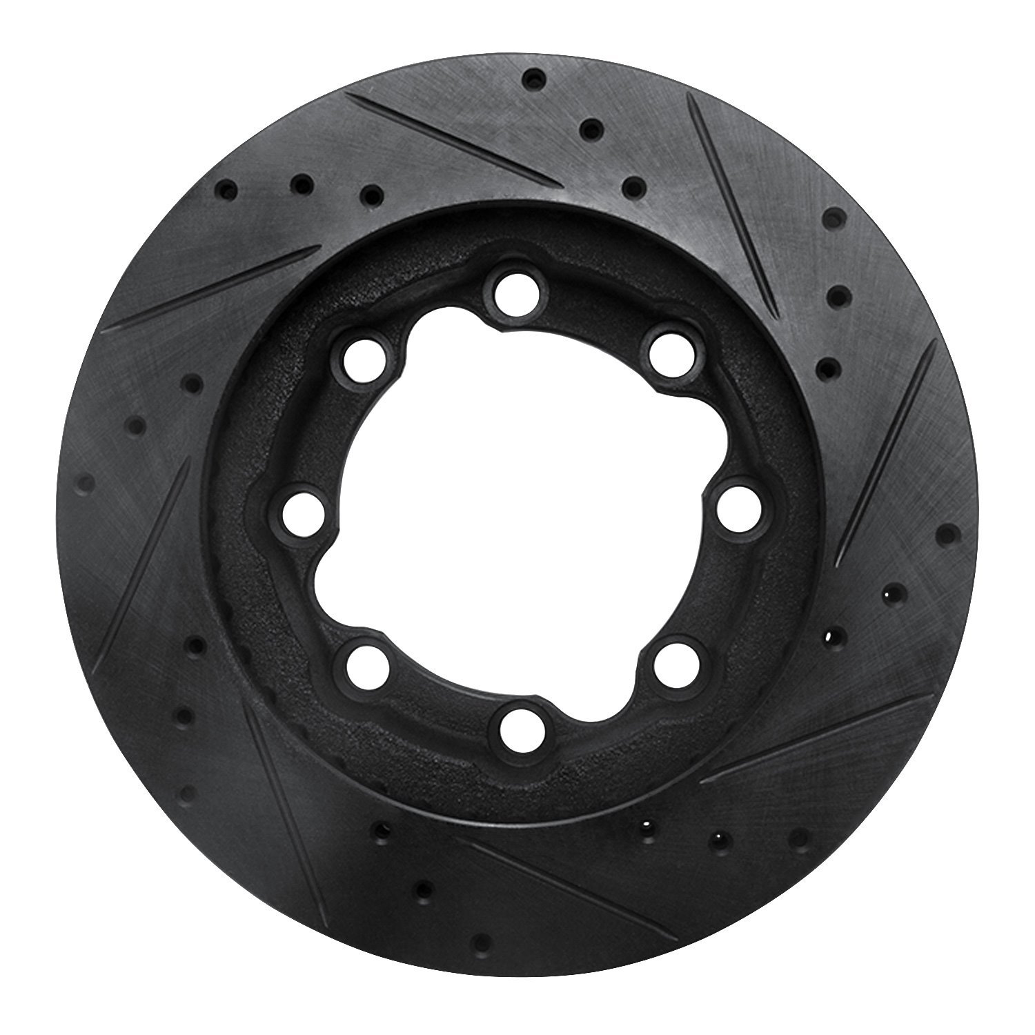 E-Line Drilled & Slotted Black Brake Rotor, 1988-2000 Fits Multiple Makes/Models, Position: Front Left