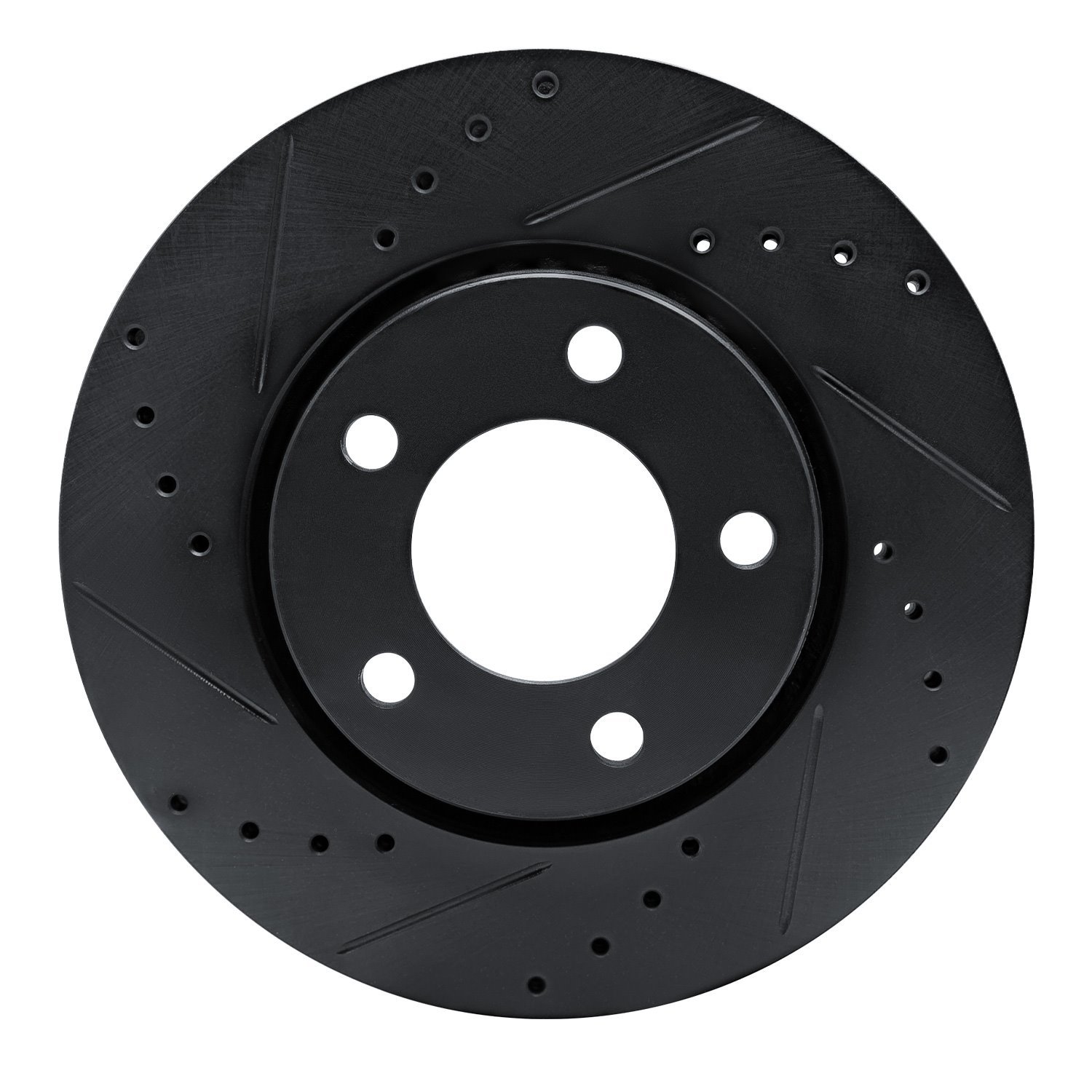 E-Line Drilled & Slotted Black Brake Rotor, 2001-2007 Mopar, Position: Front Left