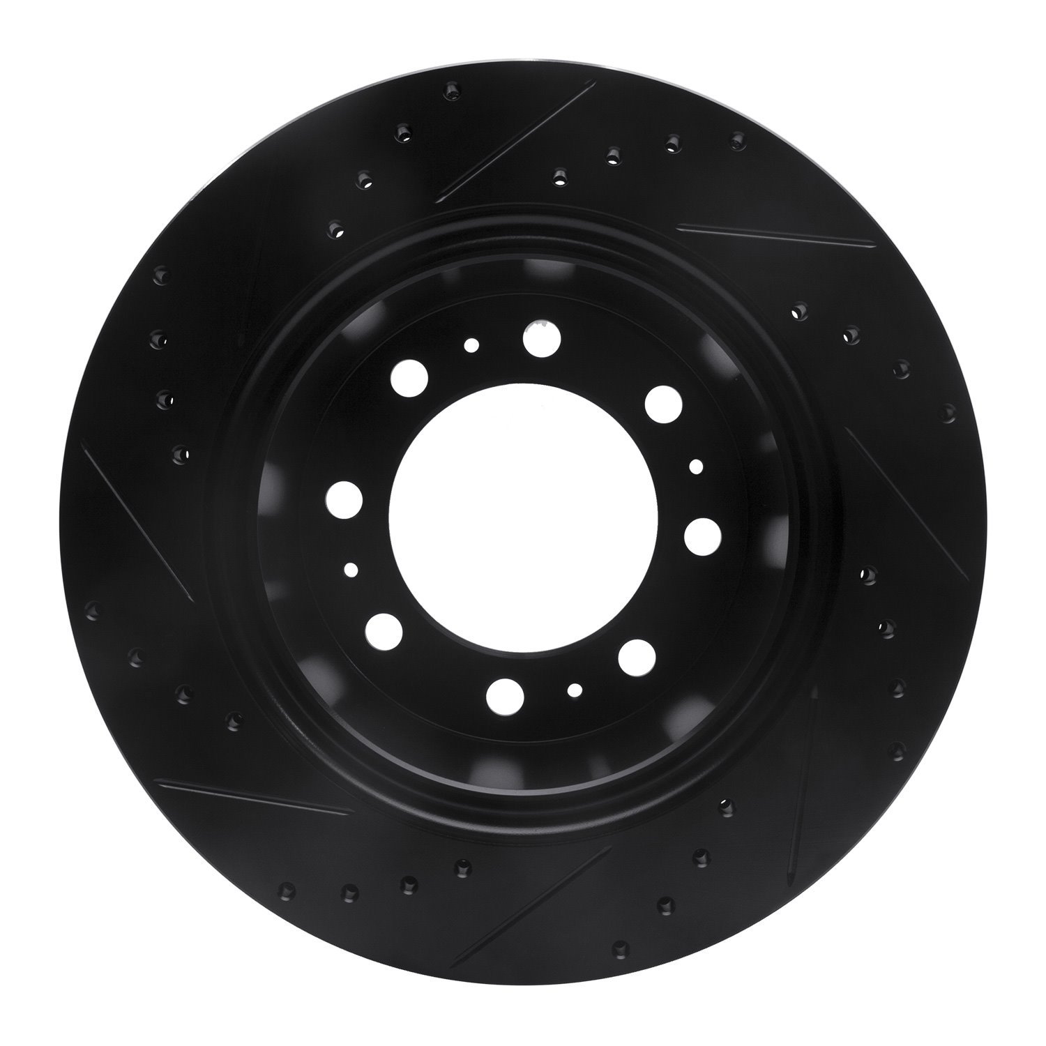 E-Line Drilled & Slotted Black Brake Rotor, Fits Select Mopar, Position: Rear Right