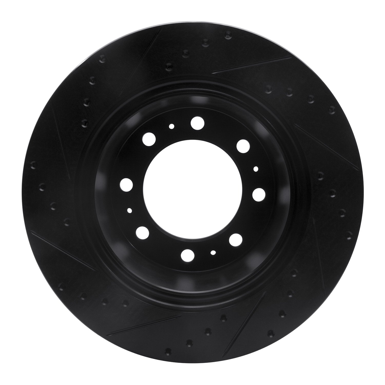 E-Line Drilled & Slotted Black Brake Rotor, Fits Select Mopar, Position: Rear Right