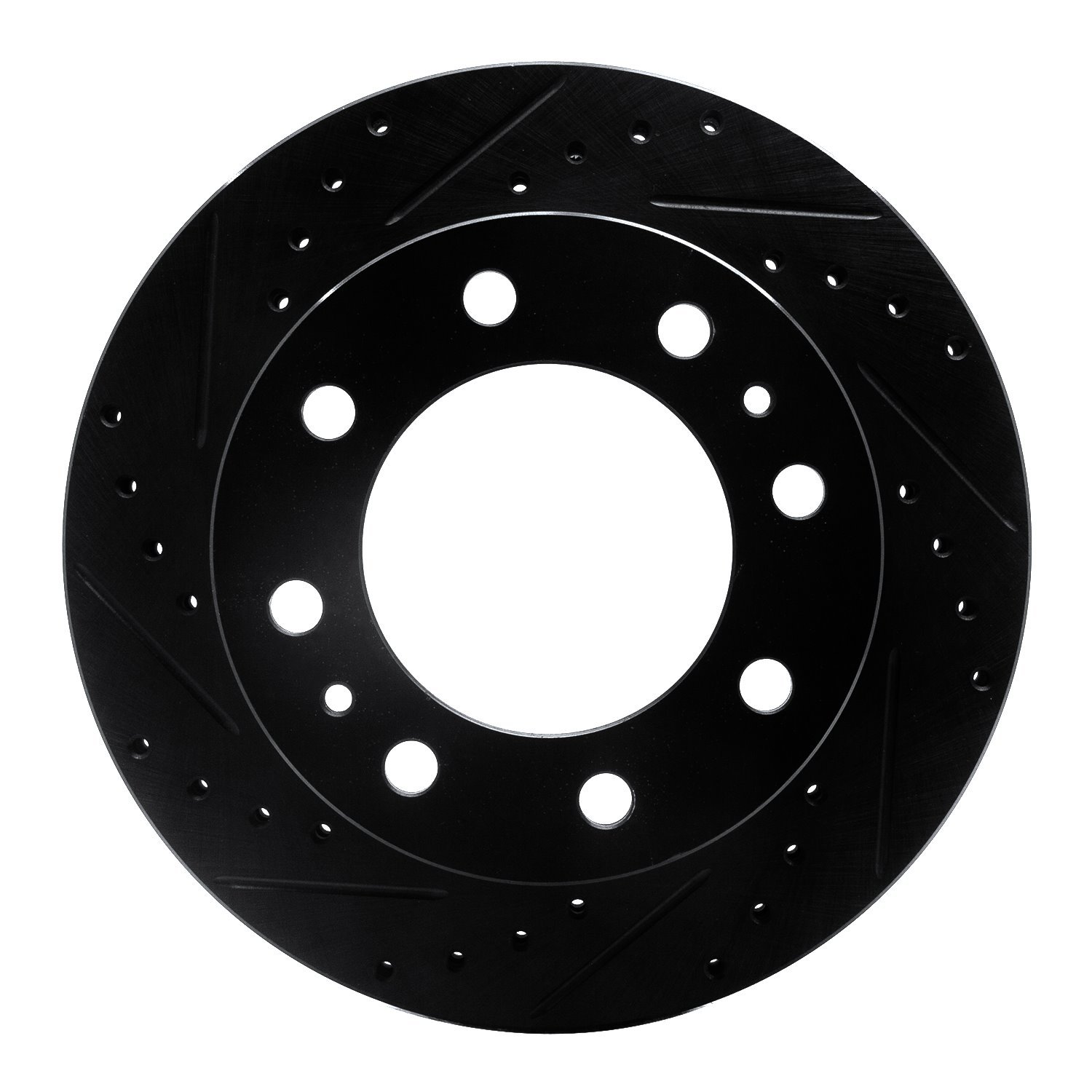 E-Line Drilled & Slotted Black Brake Rotor, Fits Select Mopar, Position: Rear Left