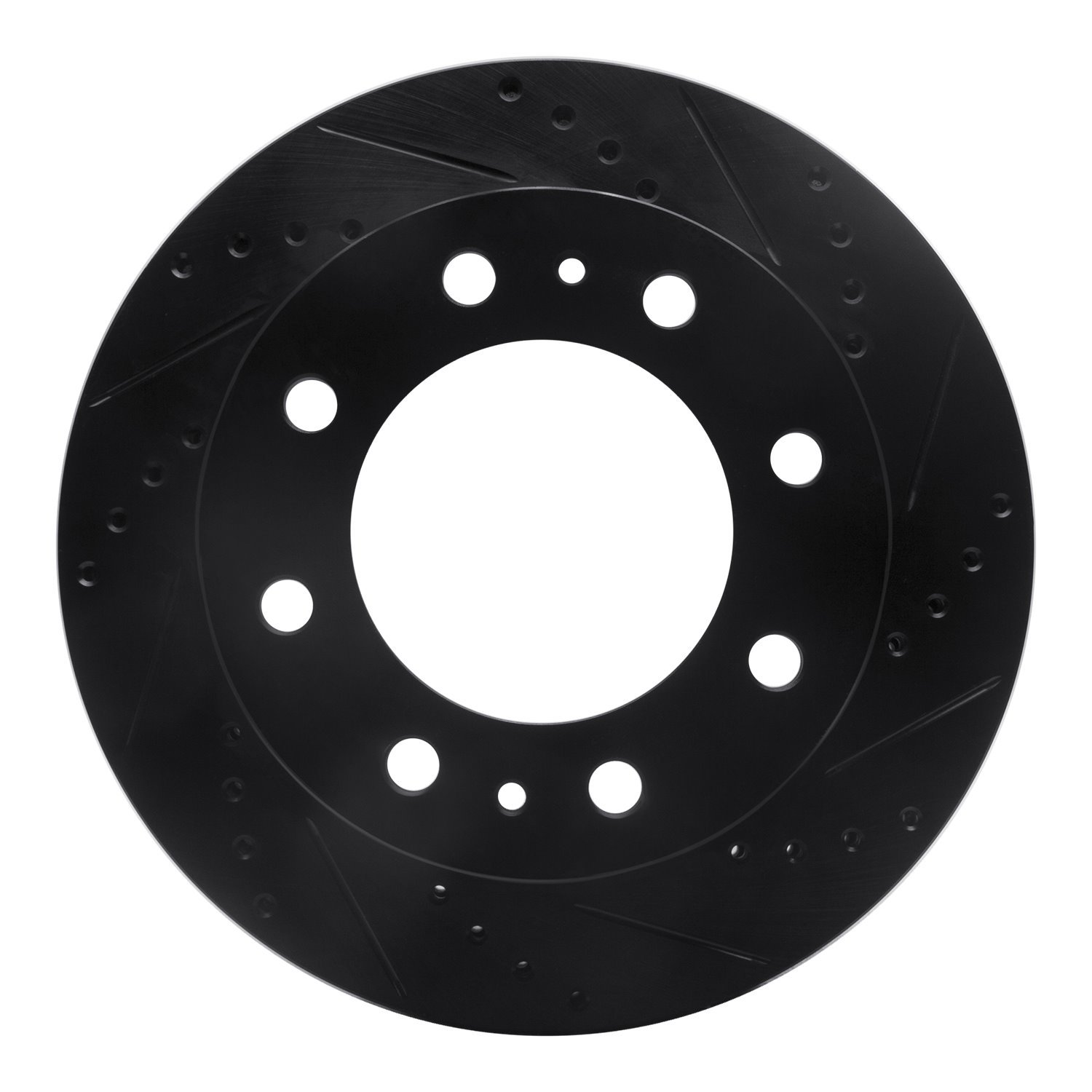 E-Line Drilled & Slotted Black Brake Rotor, Fits Select Mopar, Position: Rear Right