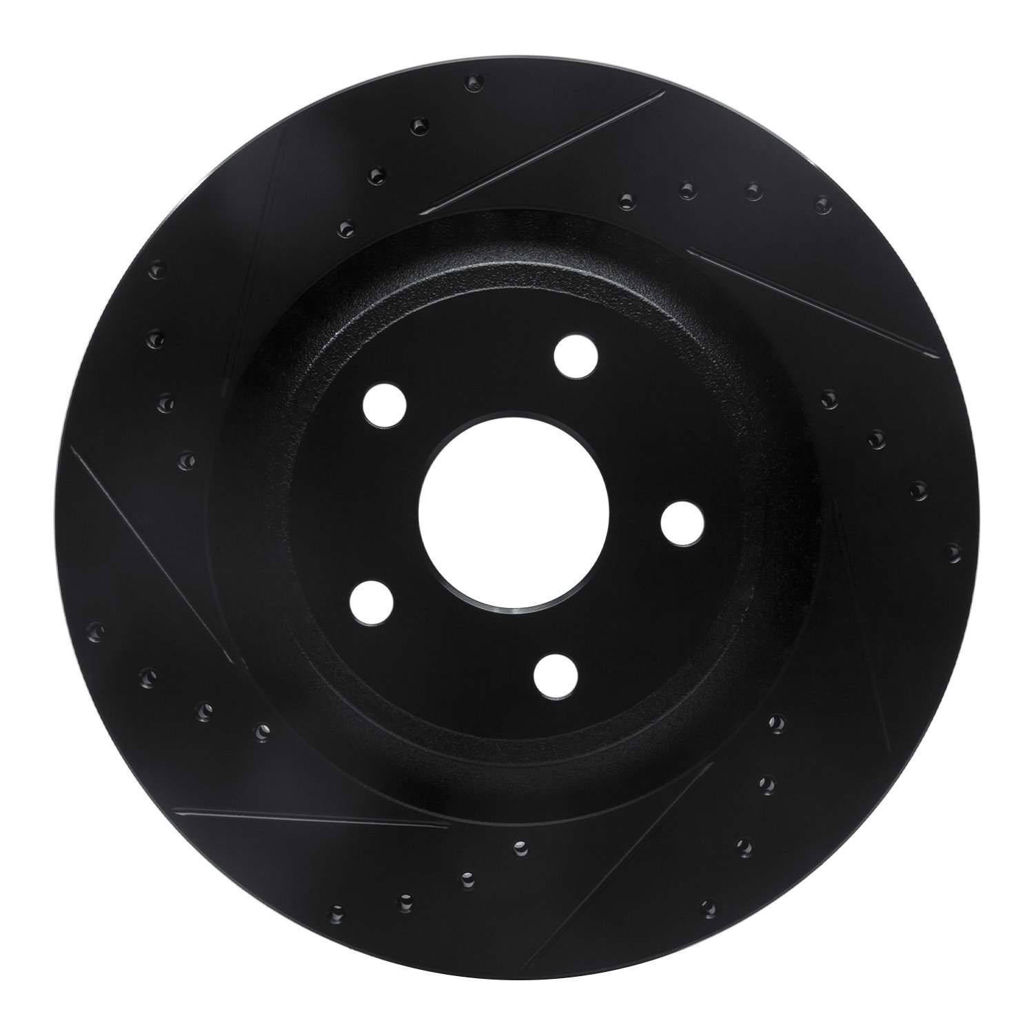 E-Line Drilled & Slotted Black Brake Rotor, 2006-2010 Mopar, Position: Front Left