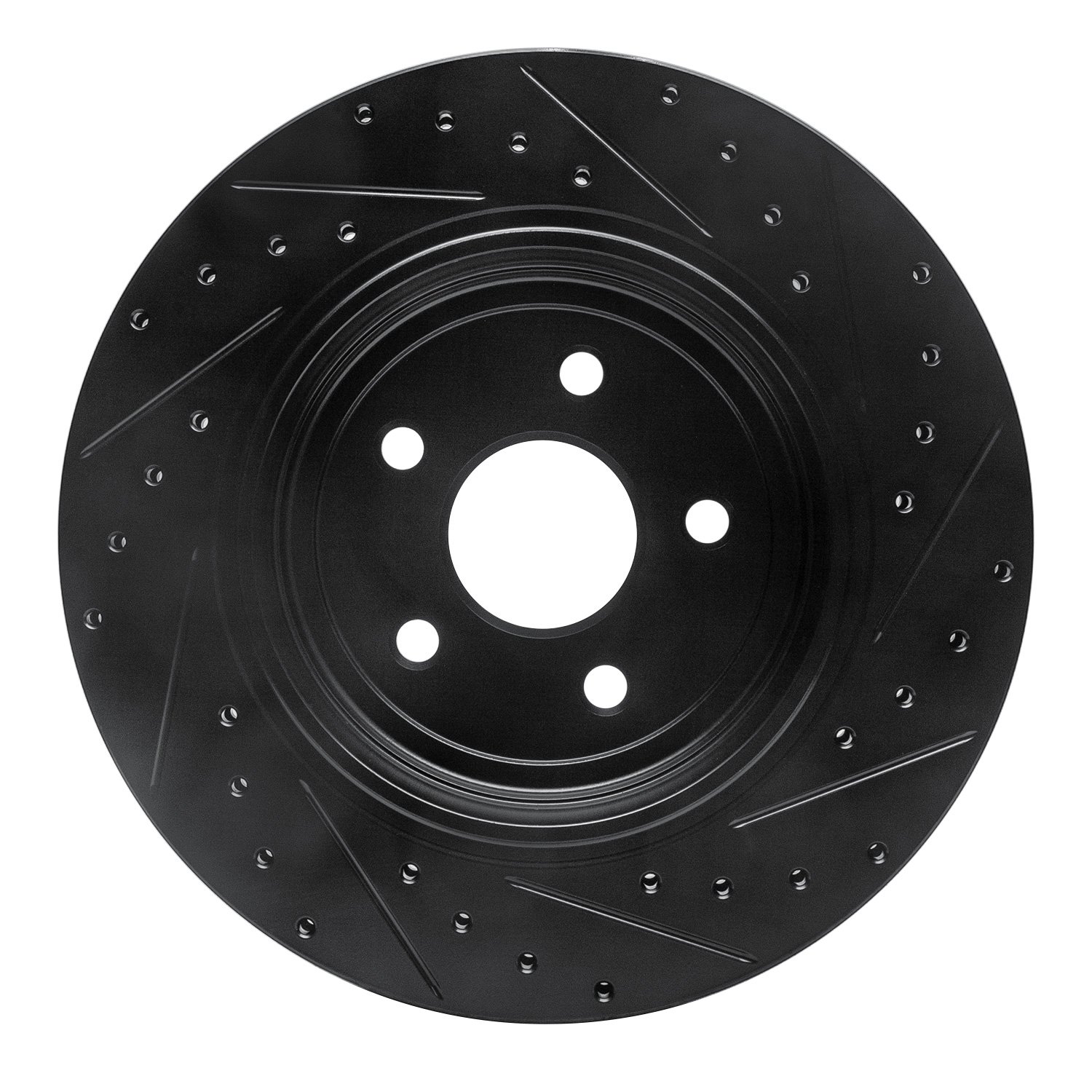 E-Line Drilled & Slotted Black Brake Rotor, 2006-2010 Mopar, Position: Rear Left