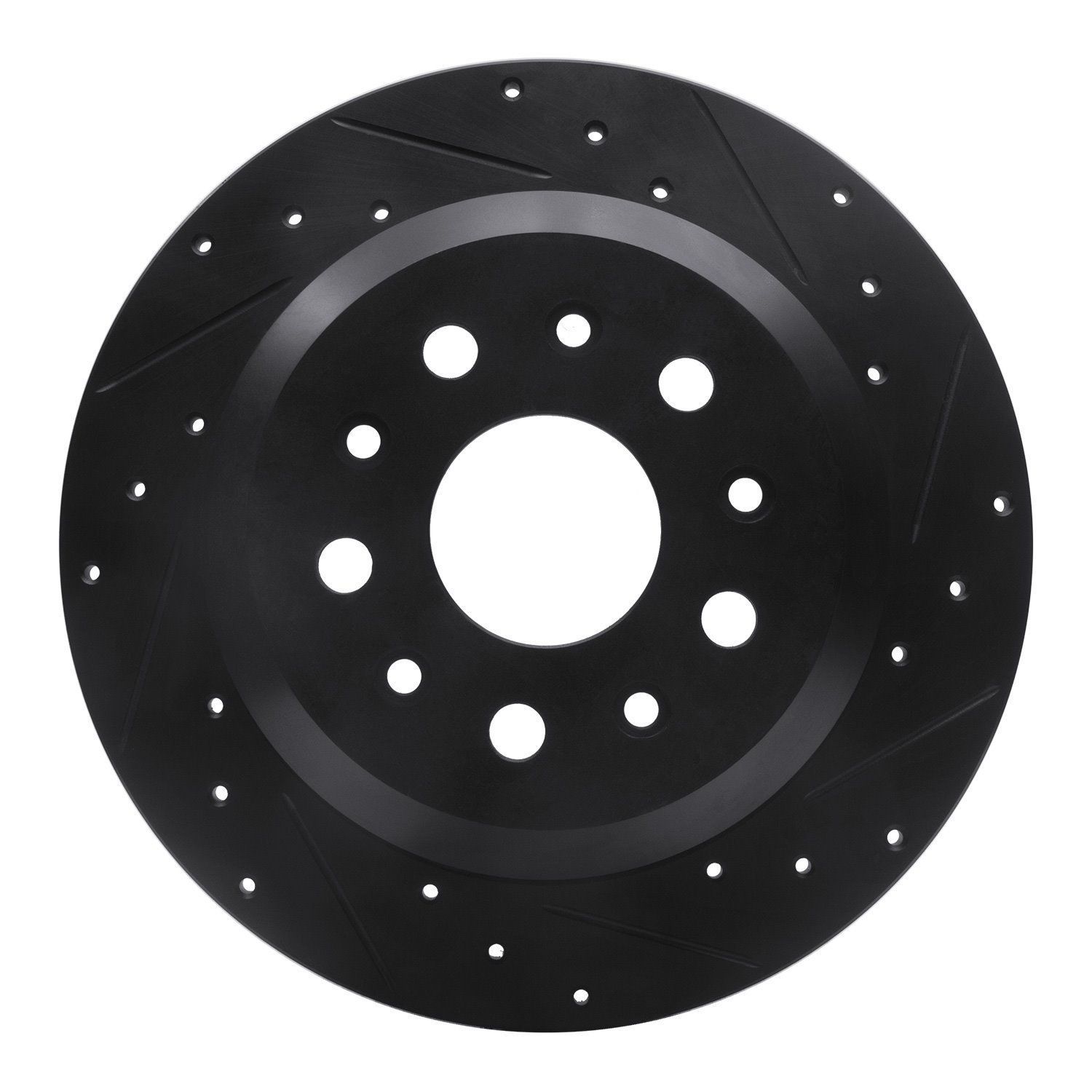 E-Line Drilled & Slotted Black Brake Rotor, Fits Select Mopar, Position: Rear Right